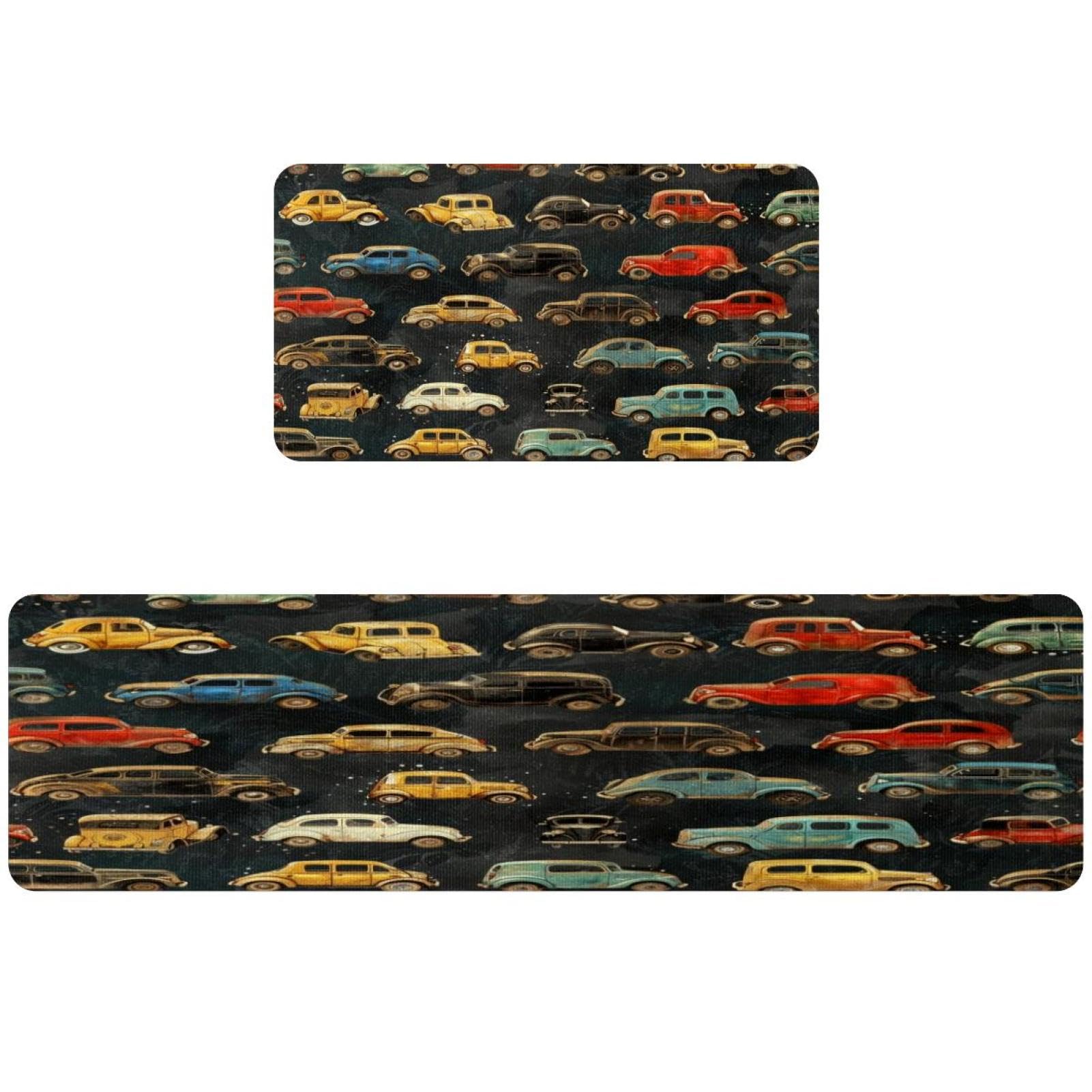 Tapete de cocina antideslizante y lavable con diseño de coches