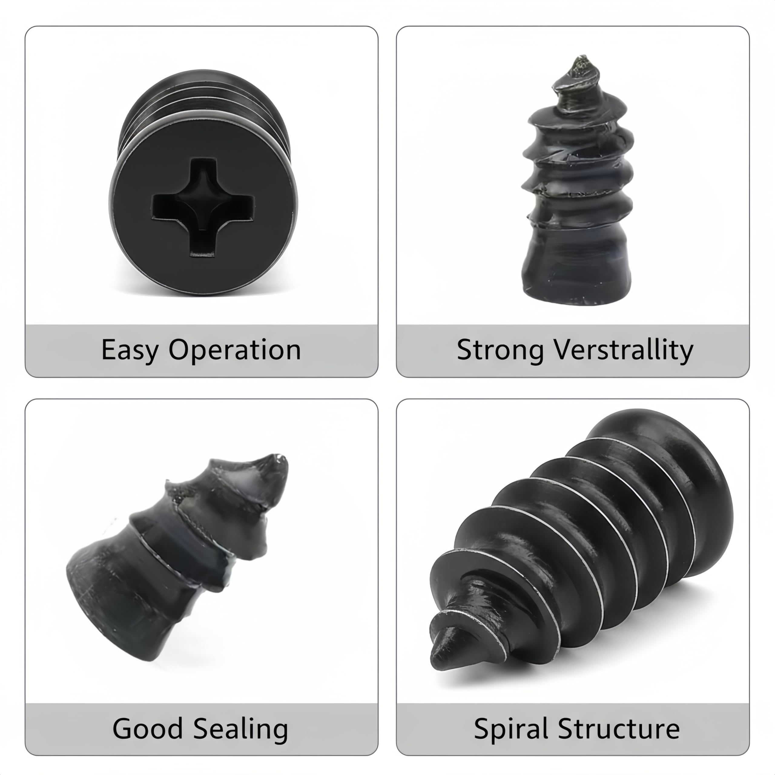Kit de 60 piezas de clavos de reparación de neumáticos de goma, kits de reparación de neumáticos al vacío con tornillos de goma en espiral, herramienta de autoservicio rápido para reparación de — view 8