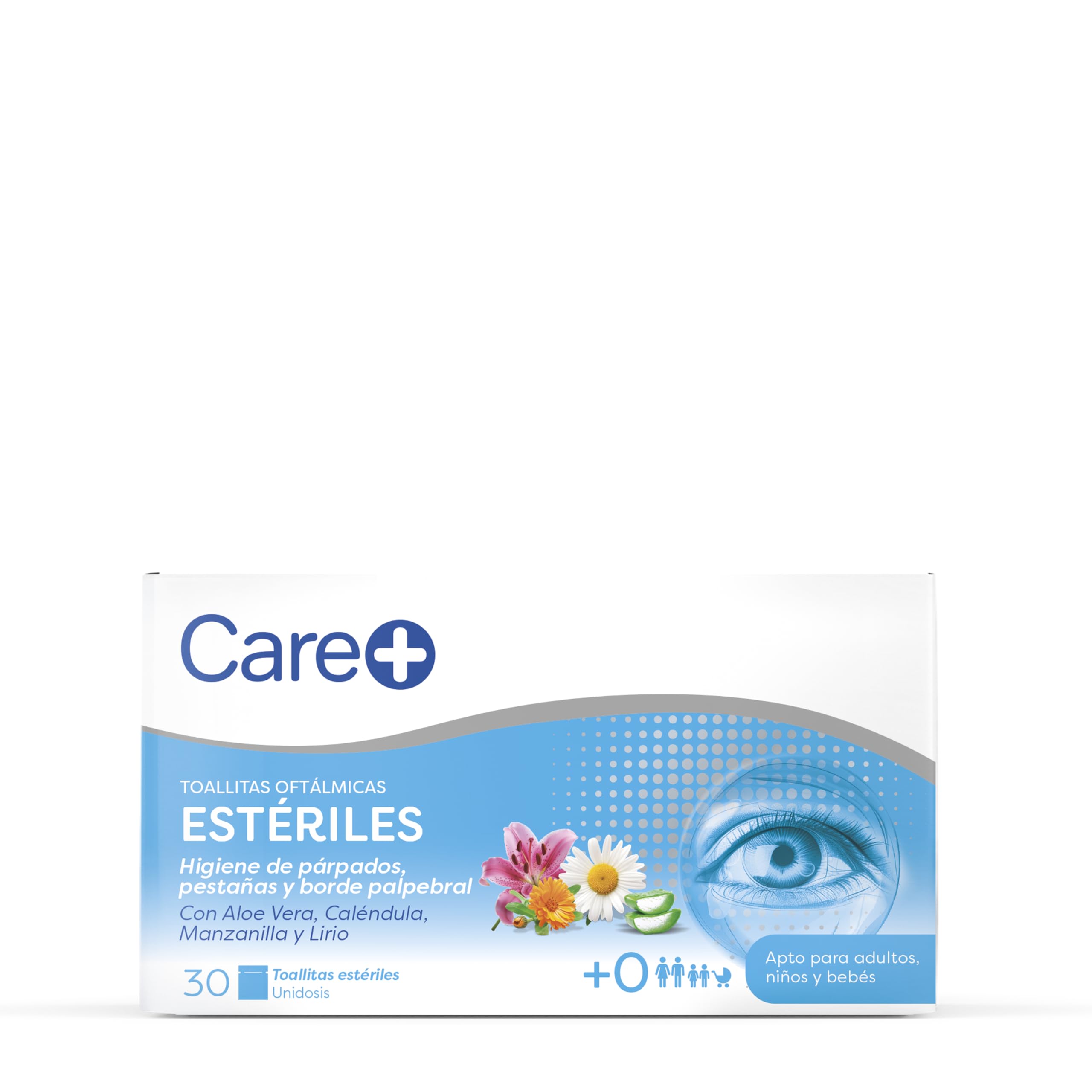 Salviette oftalmiche Care+ - Igiene quotidiana per palpebre, ciglia e bordi delle palpebre - aloe vera, calendula, camomilla e giglio - 60 salviette