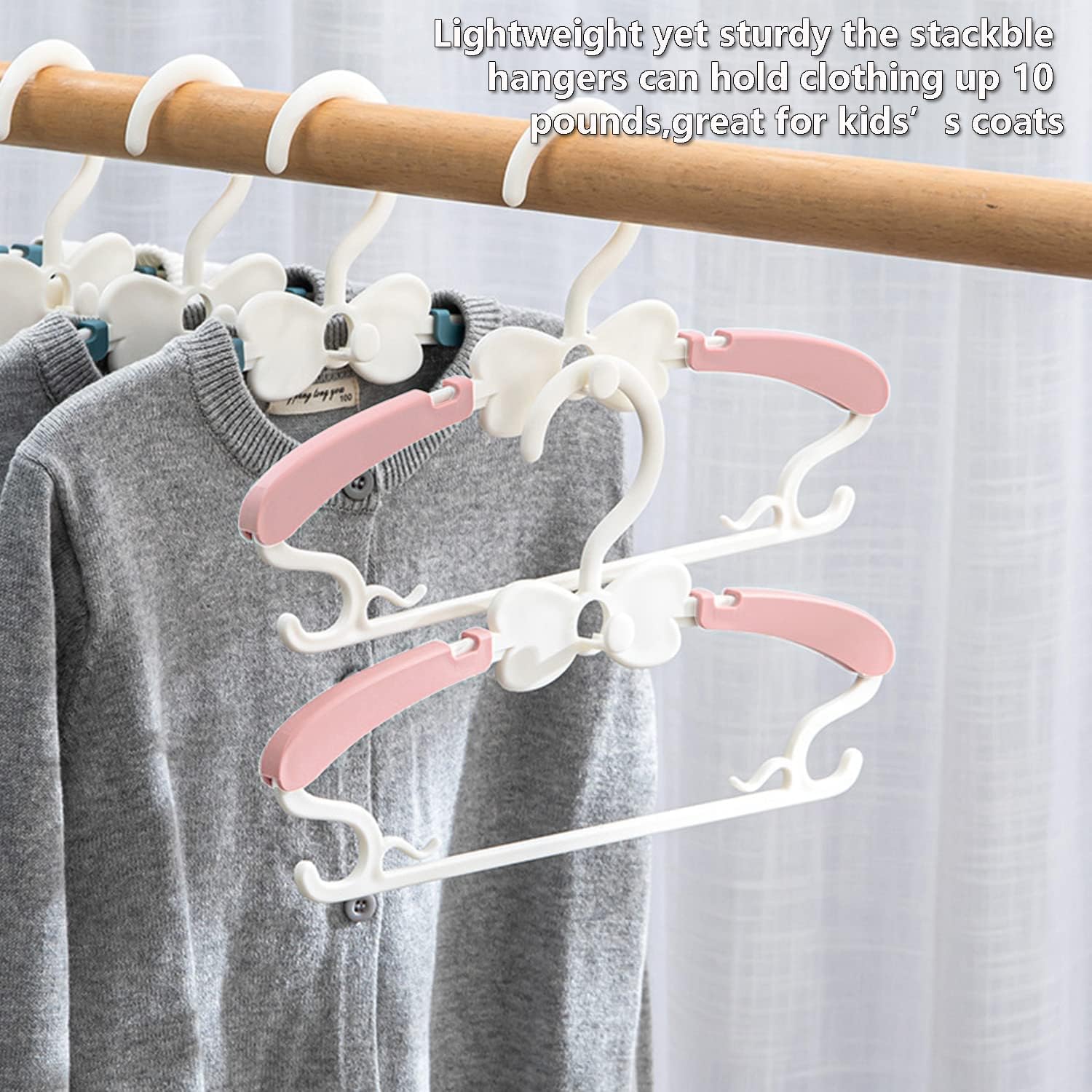 Pack de 50 perchas para ropa de bebé, de 28-37 cm, ajustables, de plástico, para armario de bebé y pantalones de niño pequeño, abrigos, vestidos