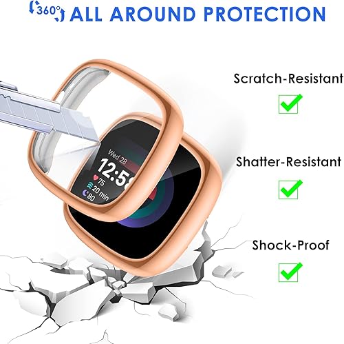 Miniatura 4 de NANW - Juego de 4 protectores de pantalla y fundas compatibles con Fitbit Sense 2Versa 4, carcasas protectoras de TPU suave con parachoques de