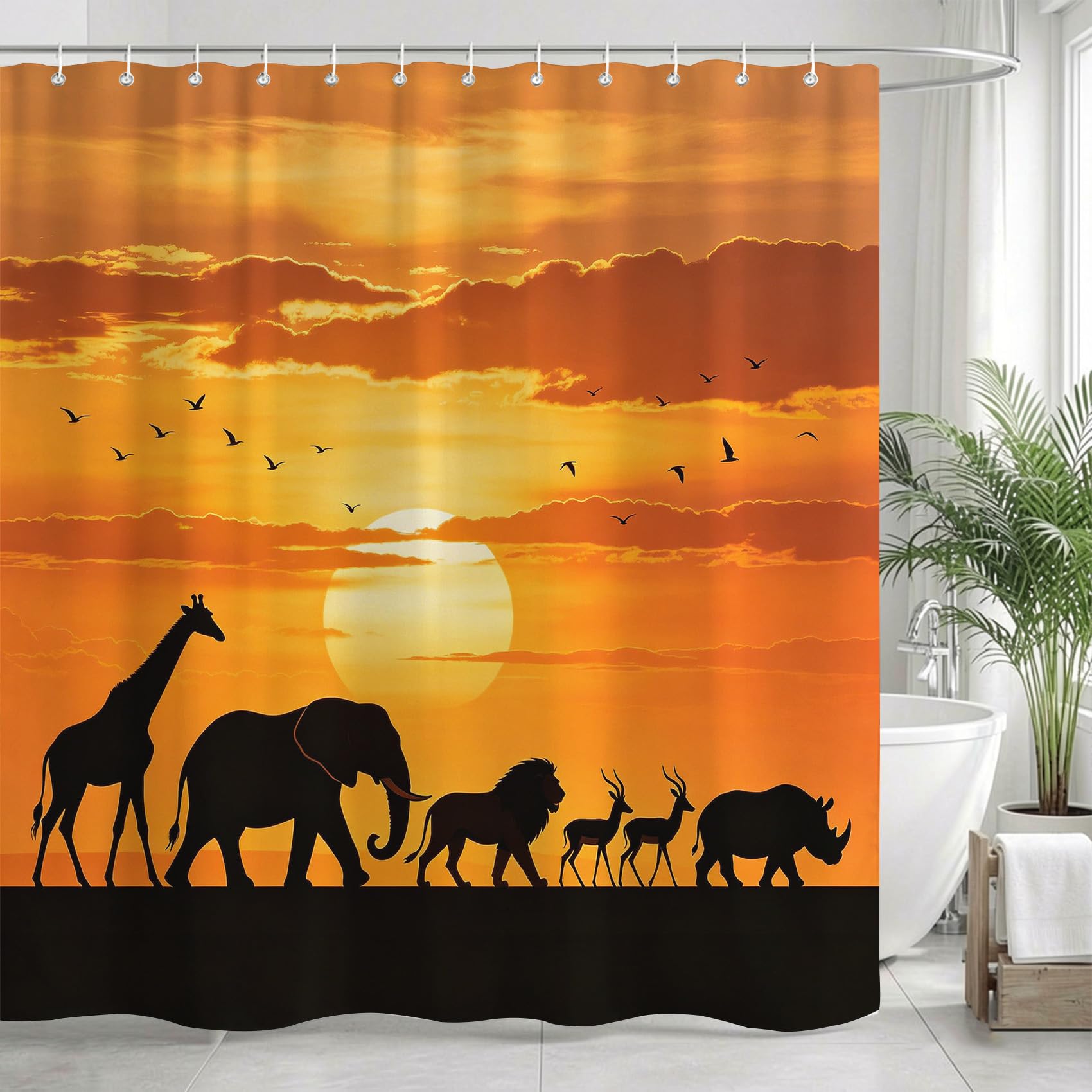 Rideau de douche 180x200 girafe en tissu polyester imperméable