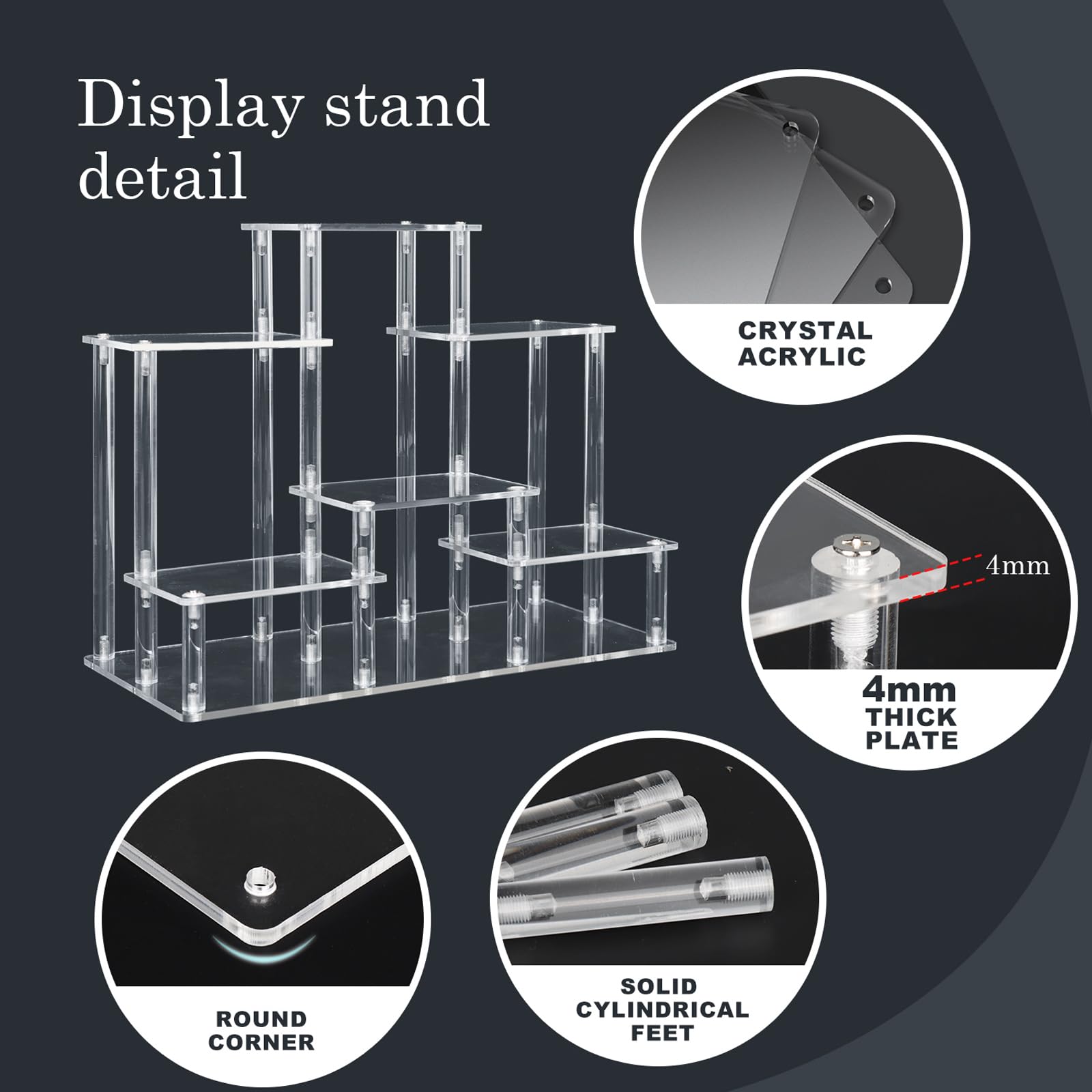 Joody 6 Etagere Presentoir Acrylique Transparent Presentoir Aperitif Buffet, support figurine POP, Etagere Parfum Coiffeuse, Presentoir a Gateau, pour Salon Cuisine Comptoir