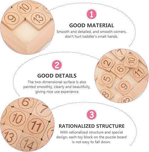 Miniatura 7 de Toddmomy Rompecabezas de madera con números de diapositivas de 15 números, juego de diapositivas, rompecabezas deslizante, matemáticas, juguetes