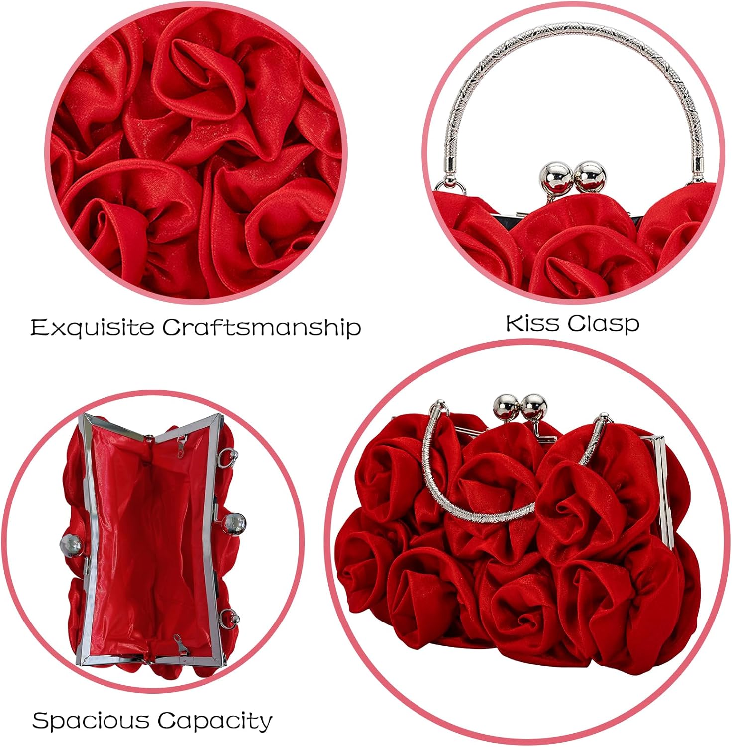 Clutch purses for Women Evening Clutch Satin Bag Wedding Cocktail Party Prom Purse Dressy Handbags - Image 6