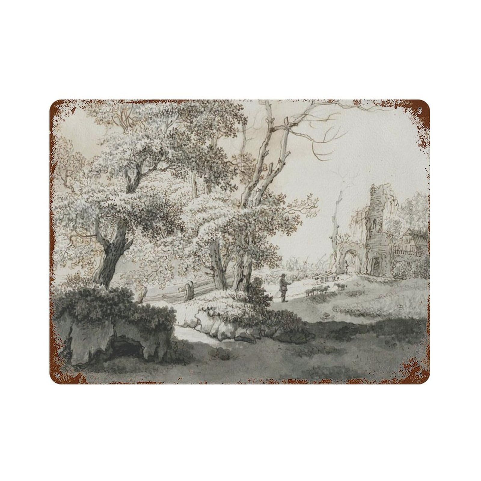xiaoxiaoshen Vintage Tree Sketch, Rustic Drawing Wall Decor Art Metal Tin Poster Modern Home Decor Art Home Bar Shop Decorations Vintage Sign 30x40cm