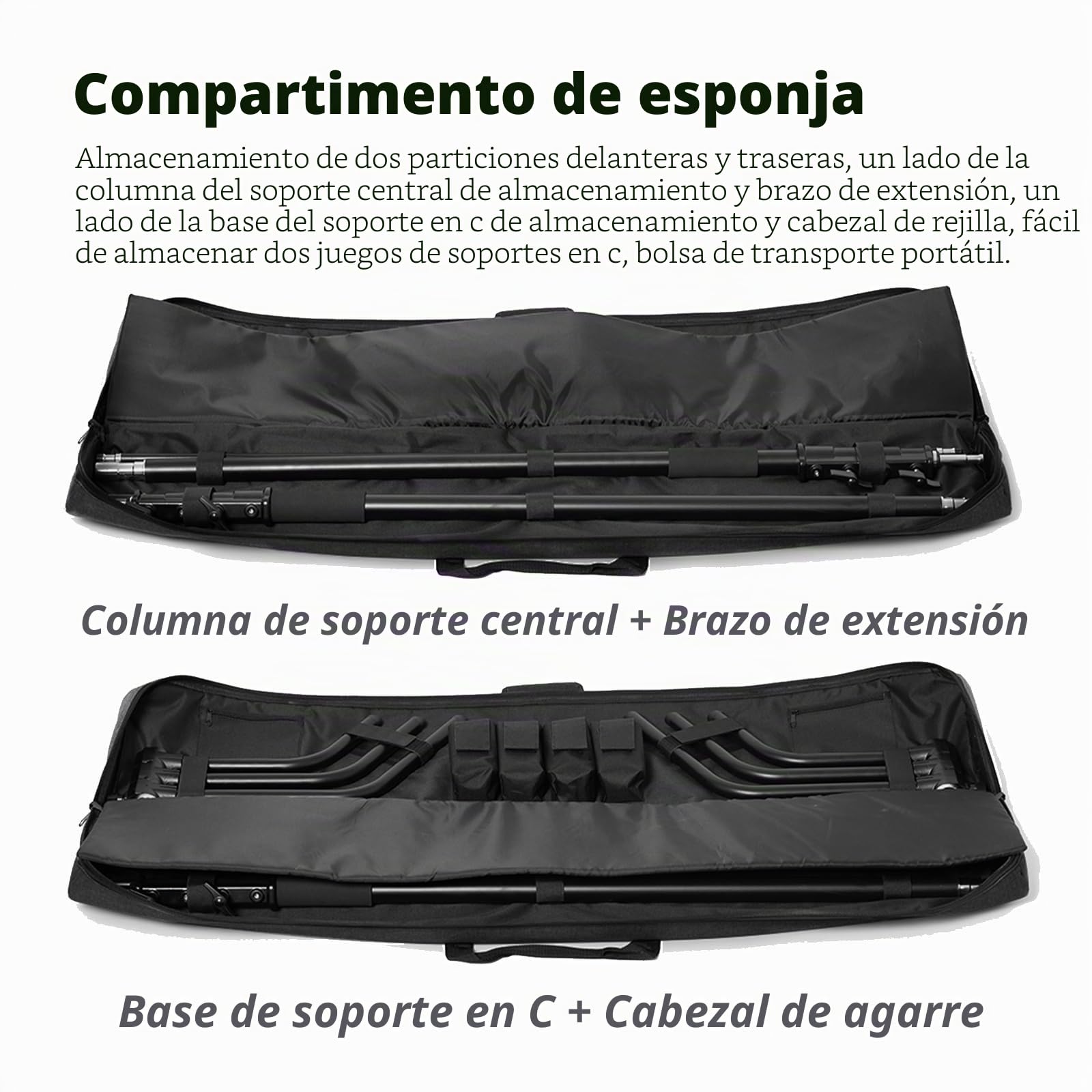 AMBITFUL PB20 C-Stand - Bolsa de transporte con soporte para fotografía (132 x 19 x 13 cm), gris, Bolsa de transporte