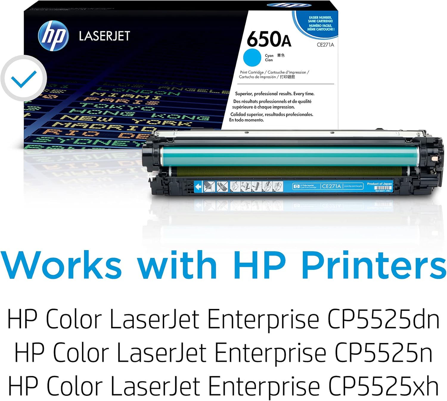 HP 650A Cyan Toner Cartridge | Works Color LaserJet Enterprise CP5525 Series | CE271A