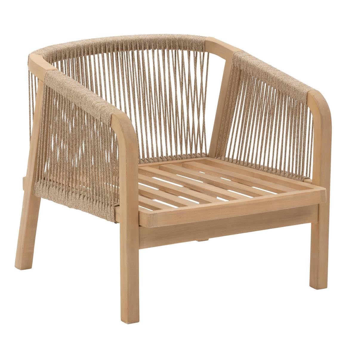 Hespéride - Salon de Jardin Papouasie Acacia - 5 Places - Coussins Déhoussables - Tissu Déperlant - Mobilier Extérieur pour Terrasse Balcon Patio