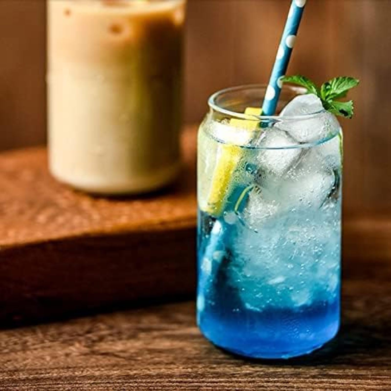 Vasos para Beber con Tapas de bambú y Pajita de Vidrio, Juego de 4 Piezas, Vasos de Vidrio Esmerilado de 19 oz, Vasos de café Helado, frascos de Vidrio, Vaso de Agua, Regalo para Cerveza, có