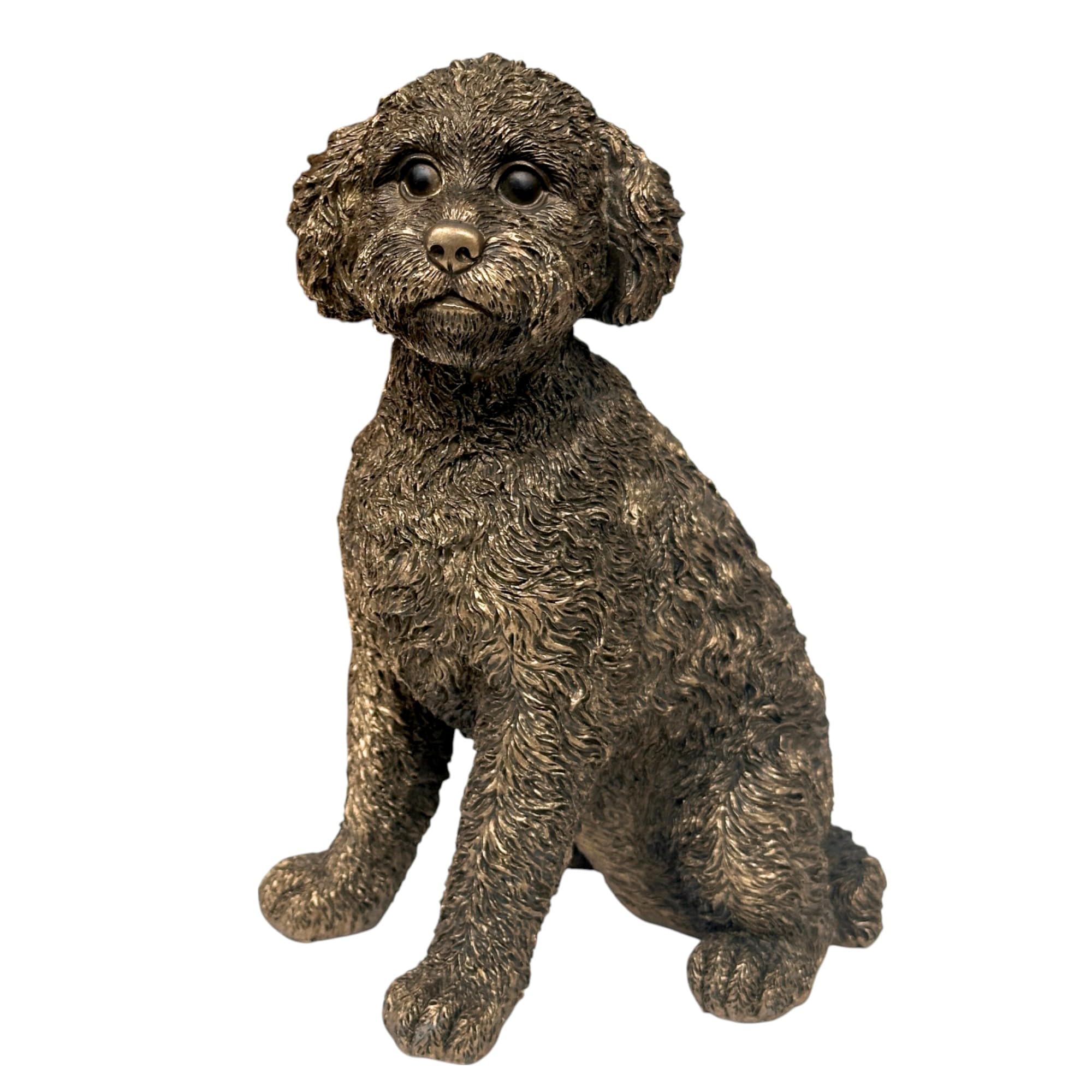 Animal Crackers Cockapoo Figurine From The Leonardo Reflections Bronzed Range, Realistic Bronze Effect Heavy Weight Resin, In Gold Gift Box, Height 17Cm