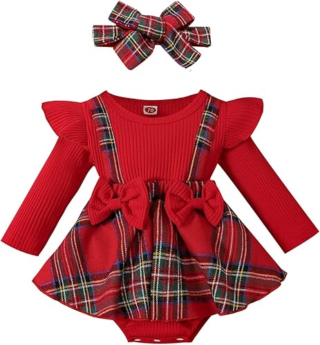Fsadfeas Mameluco de Navidad para niñas recién nacidas con falda de malla de terciopelo rojo traje de primera Navidad regalo de Navidad Fsadfeas Mameluco de Navidad para niñas recién nacidas con falda de malla de terciopelo rojo traje de primera Navidad regalo de Navidad