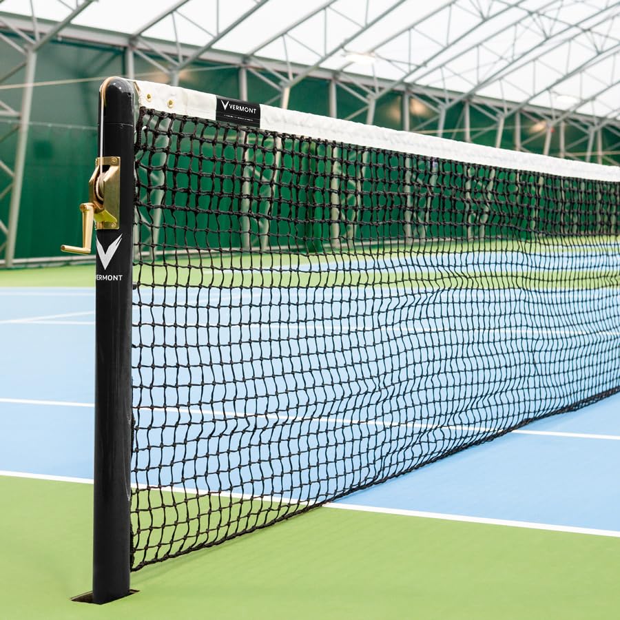 Vermont 42ft Championship Tennis Net – ITF Doubles Tournament Net (Black, Standard (Vinyl-Coated Polyester), Loop & Pin)