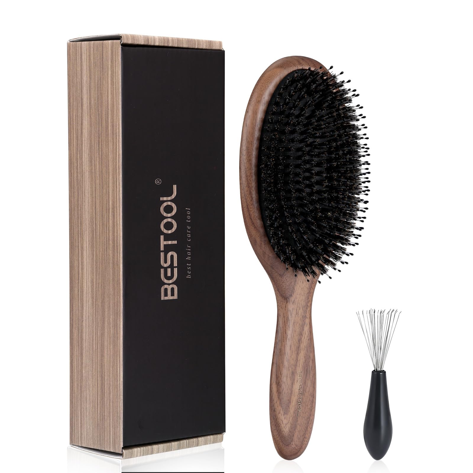 BESTOOL Hair Brush,Natural Boar Britles for Smoothing Detangling and Curl Defining,Flexible Britles Reduce Pain and Breakage,Hair Burshes for Women Men and Kids with All Hair Types Enhancing Shine