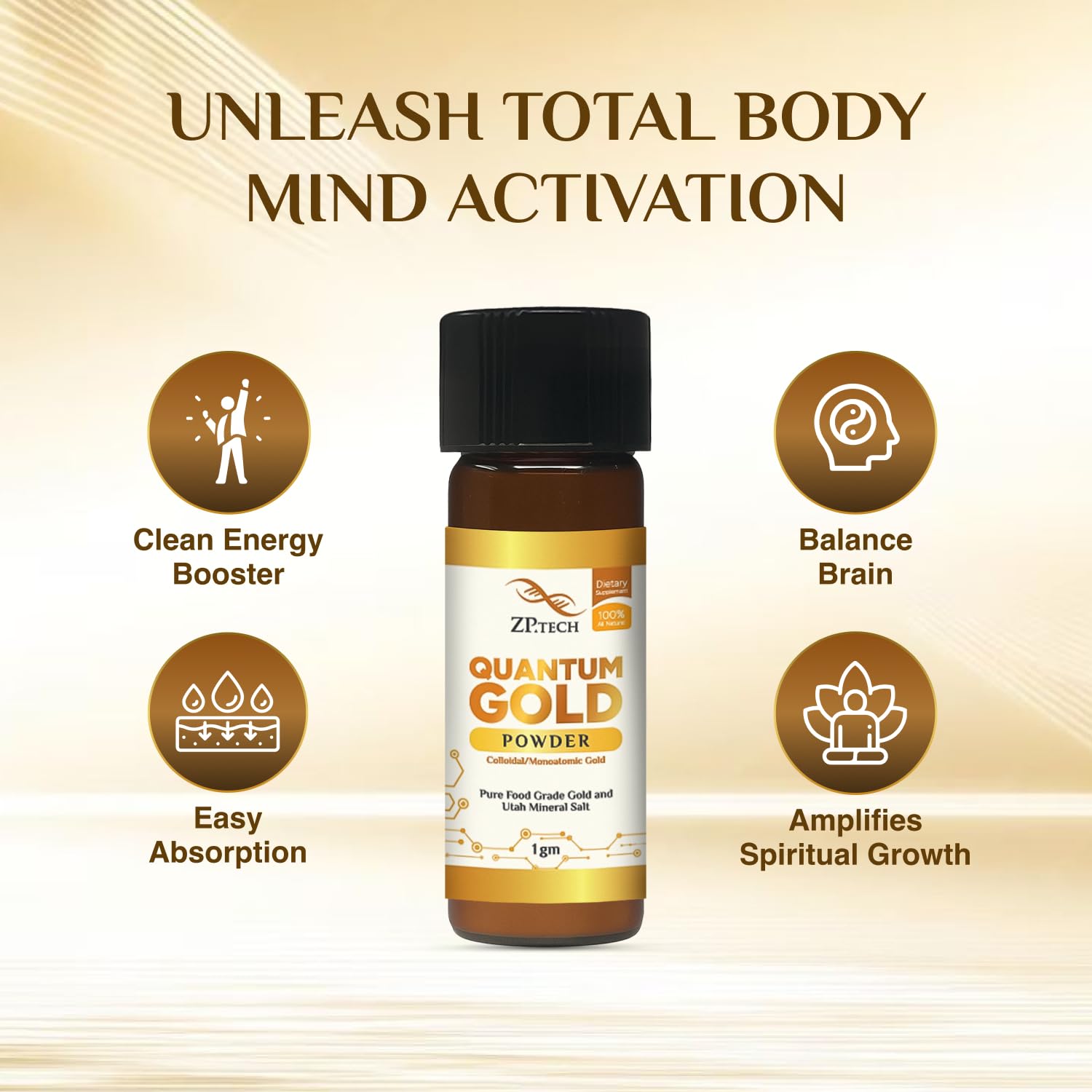 Quantum Gold 24K Ormus Concentrate | Pure Ormus Monoatomic Gold Powder Supplement | Decalcify Pineal Gland | Enhance Brain Wave Activity & Higher Energy Alignment 1g. — Amazon image 2