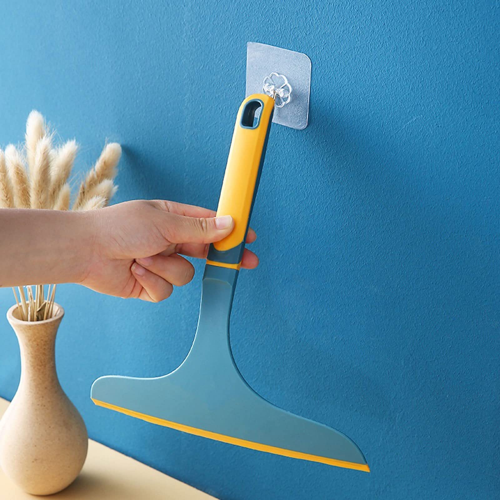 Rasquetas para Ducha, Limpiaparabrisas de Doble Cara for Ducha hogar y Coche, raspador Vidrio, Azul PP+TPR