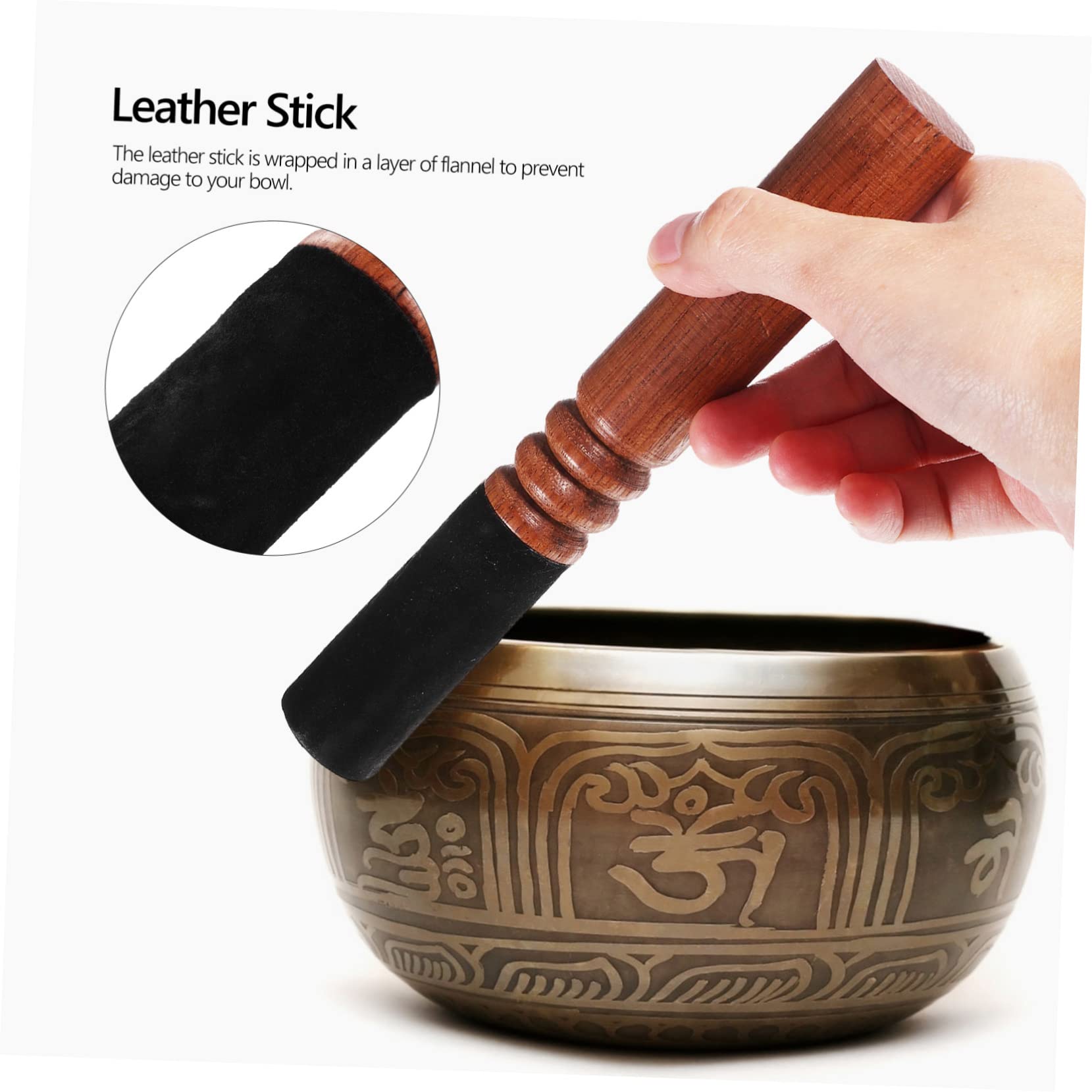 Toyvian Gummi Saugnapf Hebegriff für Buddha Klangschale Saugsystem aus Widerstandsfähigem Gummi mit Lederumwickeltem Stiel Kompakt und Tragbar für Meditationsschalen
