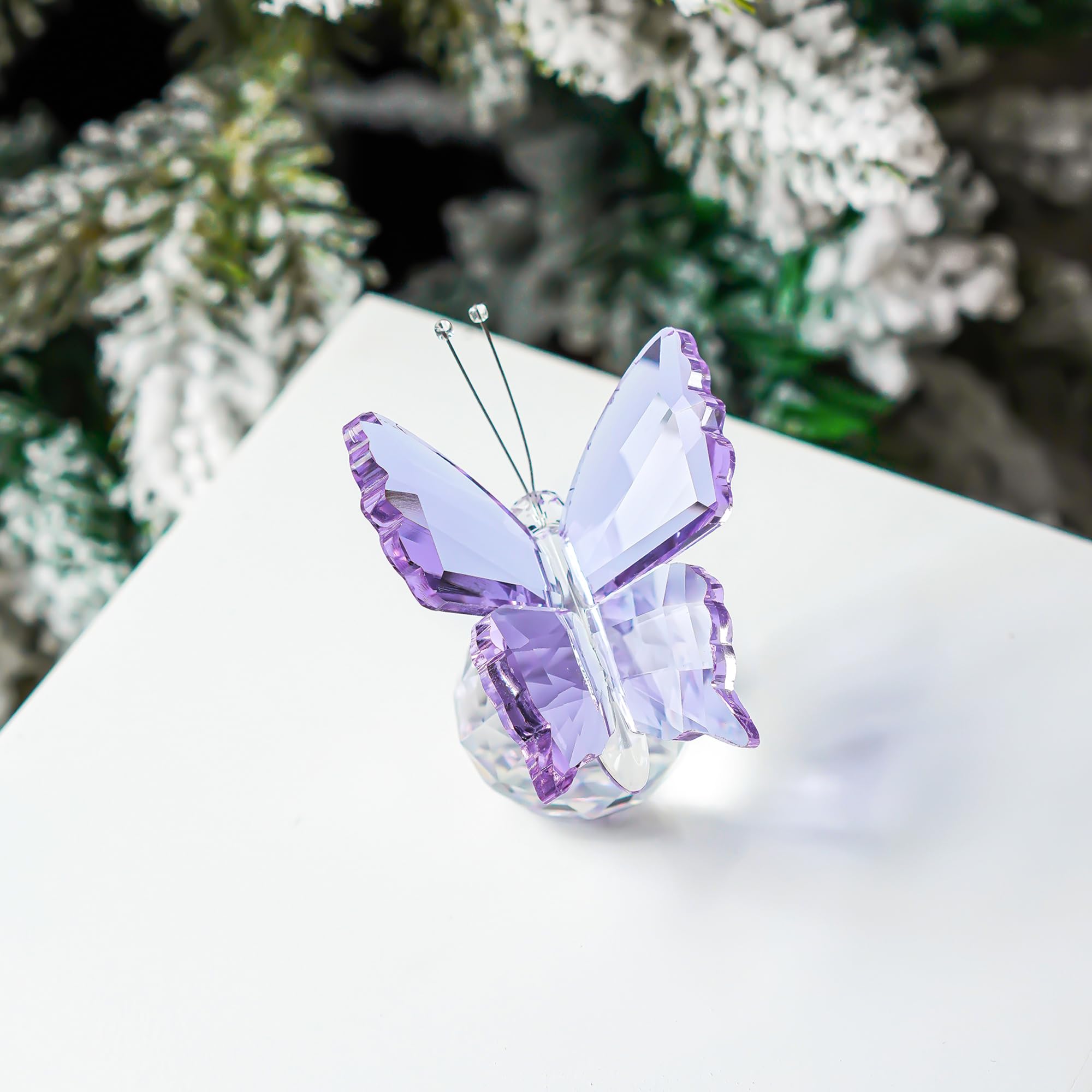H&D HYALINE & DORA Purple Crystal Butterfly Figurine with Crystal Ball Base for Collectibles Gifts for Women - Image 2