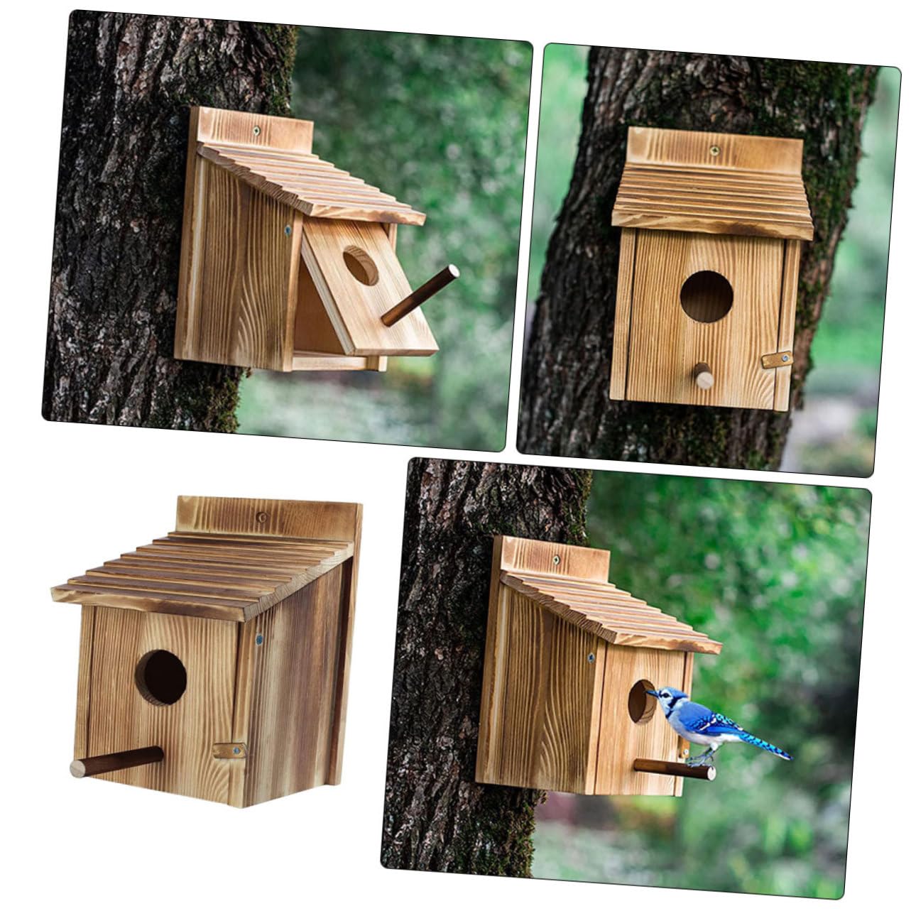 INOOMP Casita de Pájaros de Madera Colgante para Dormir Nido de Cría para Pájaros Decoración de Jardín Exterior Nido de Madera para Chochines