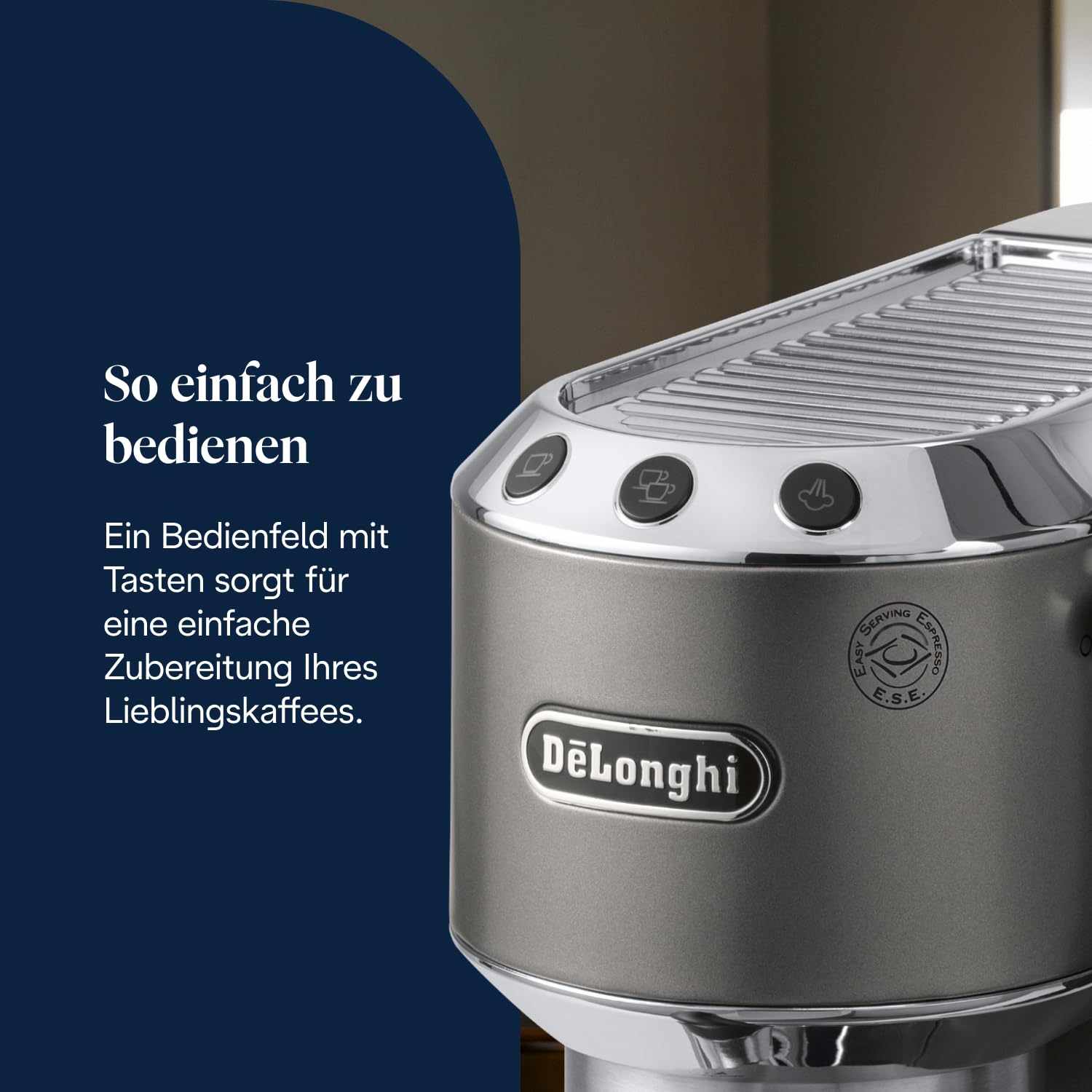 De'Longhi Dedica Style EC685.TB Kompakte Siebträgermaschine Espressomaschine 15cm Titan