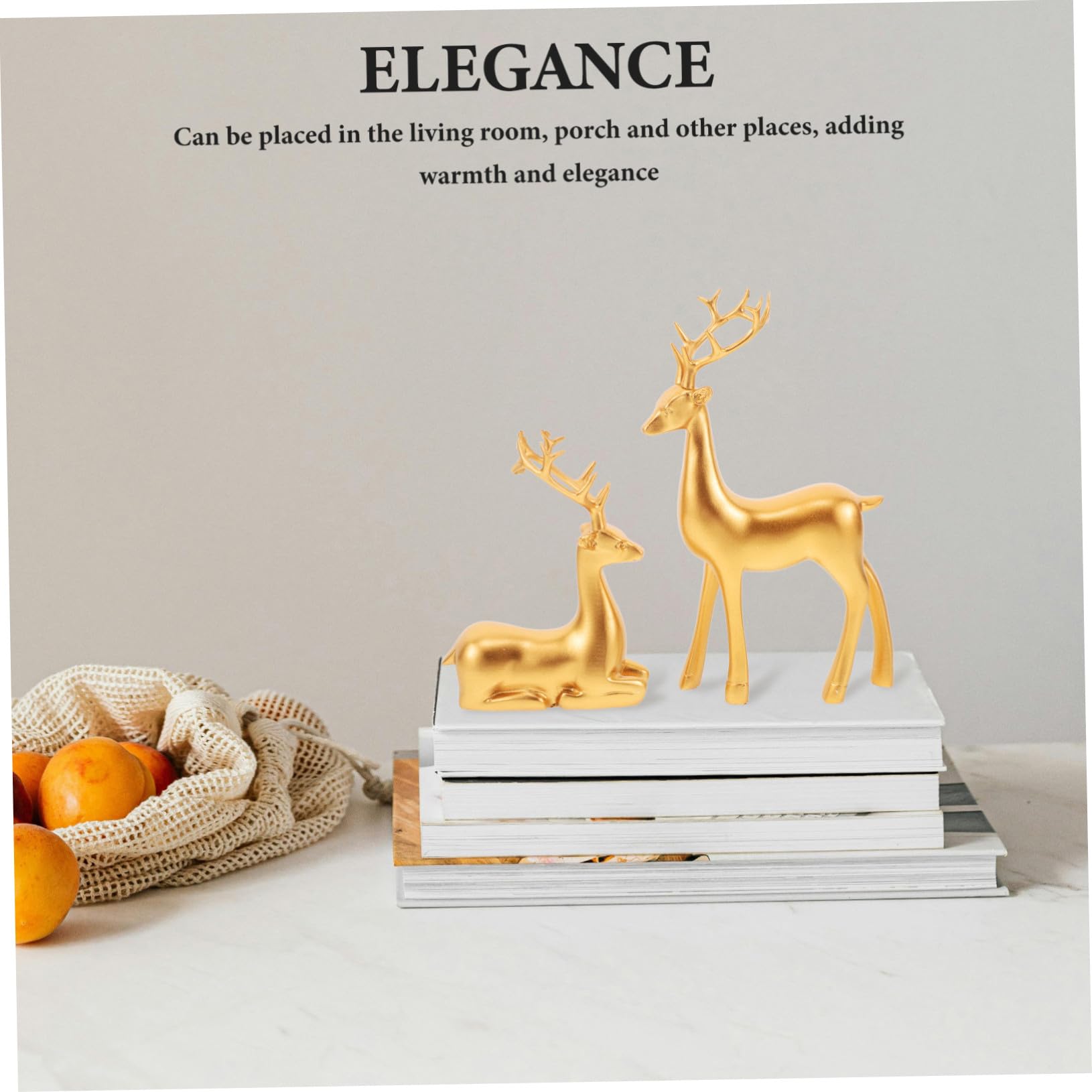2 Stück Weihnachtliche Rentier Figuren aus Resin Kleine Dekorative Hirschstatuen mit Detaillierter Gestaltung Kreative Elch skulpturen für Wohnzimmer Tisch Raumdekoration