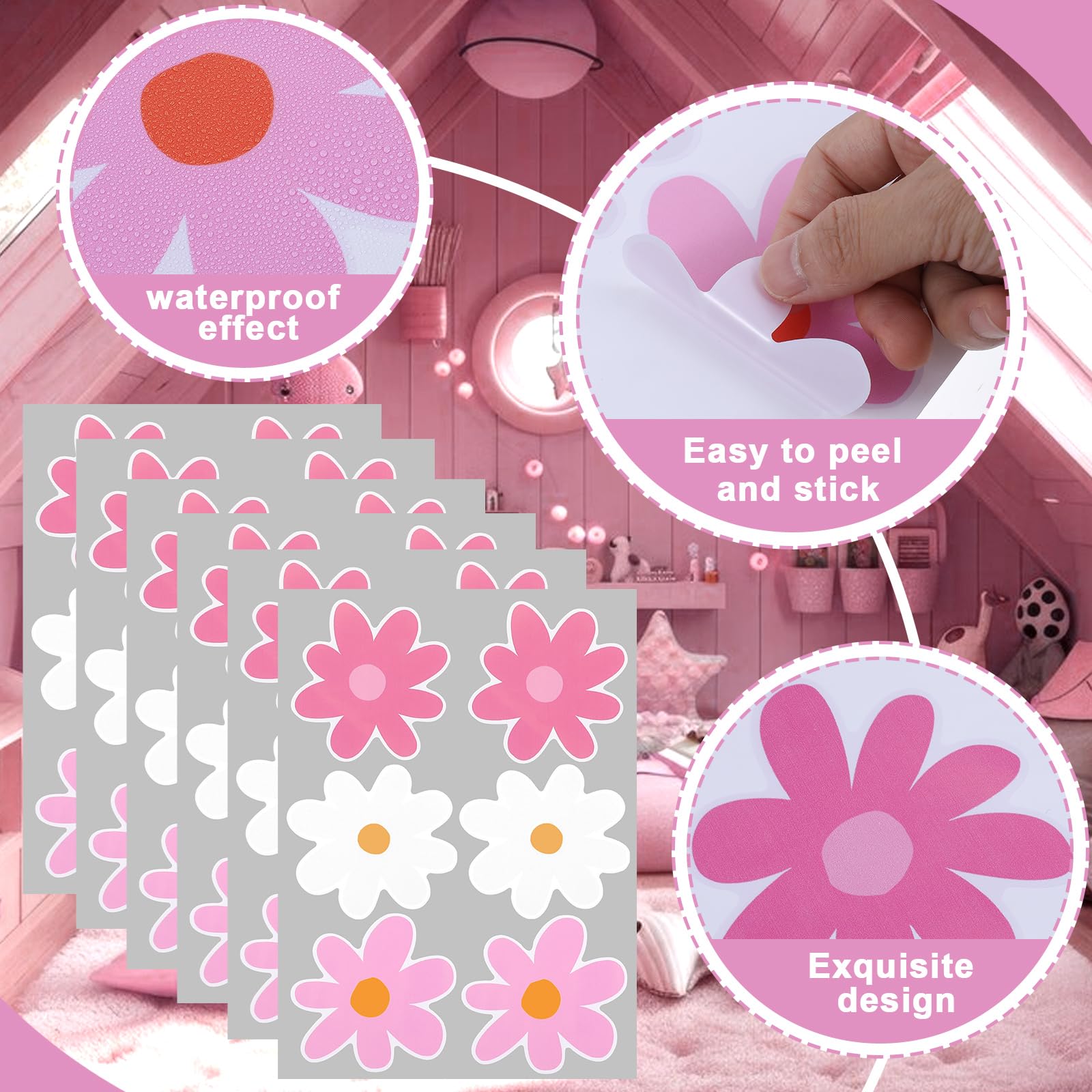 GEEHUA 36Pcs Daisy Wall Decals - Image 3