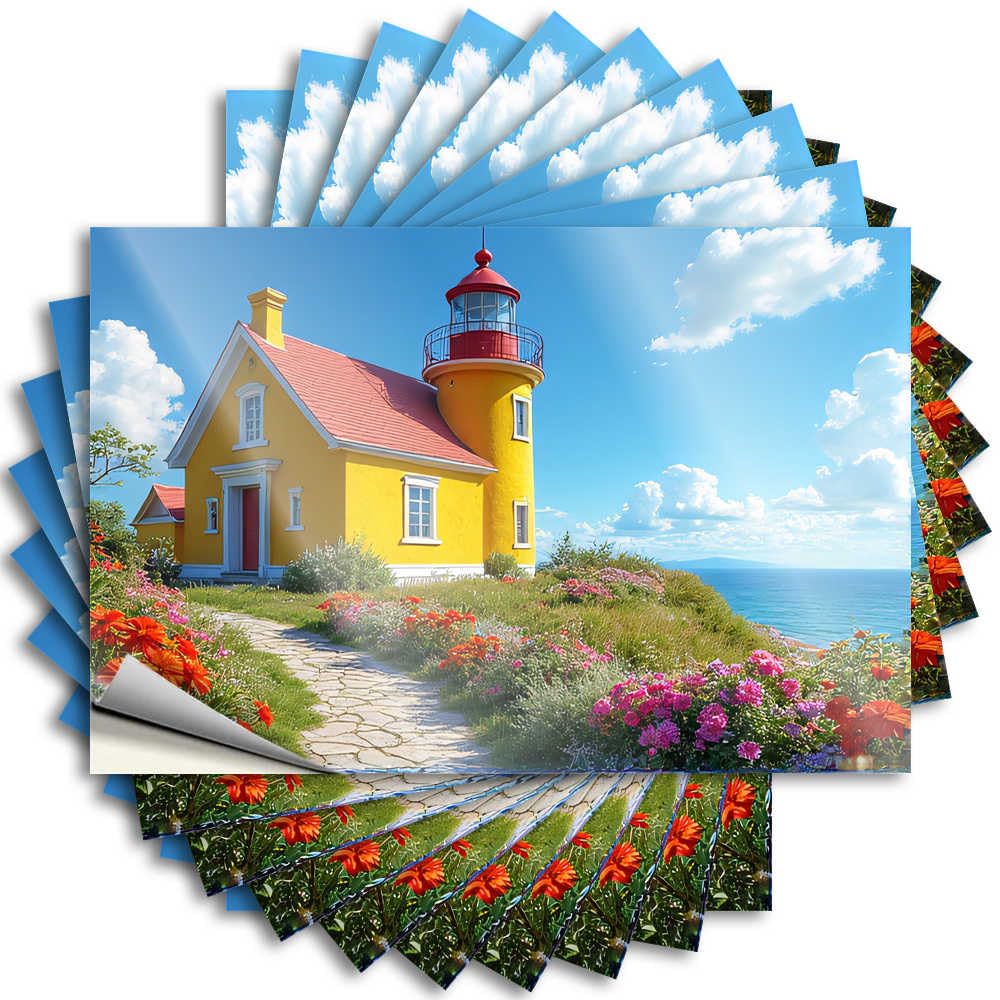 Fzfn Colour House Stuff Helmet Saying | Colorful Coastal Haven: A Serene Lamp House Aesthetic For Man Decor(6X9cm)