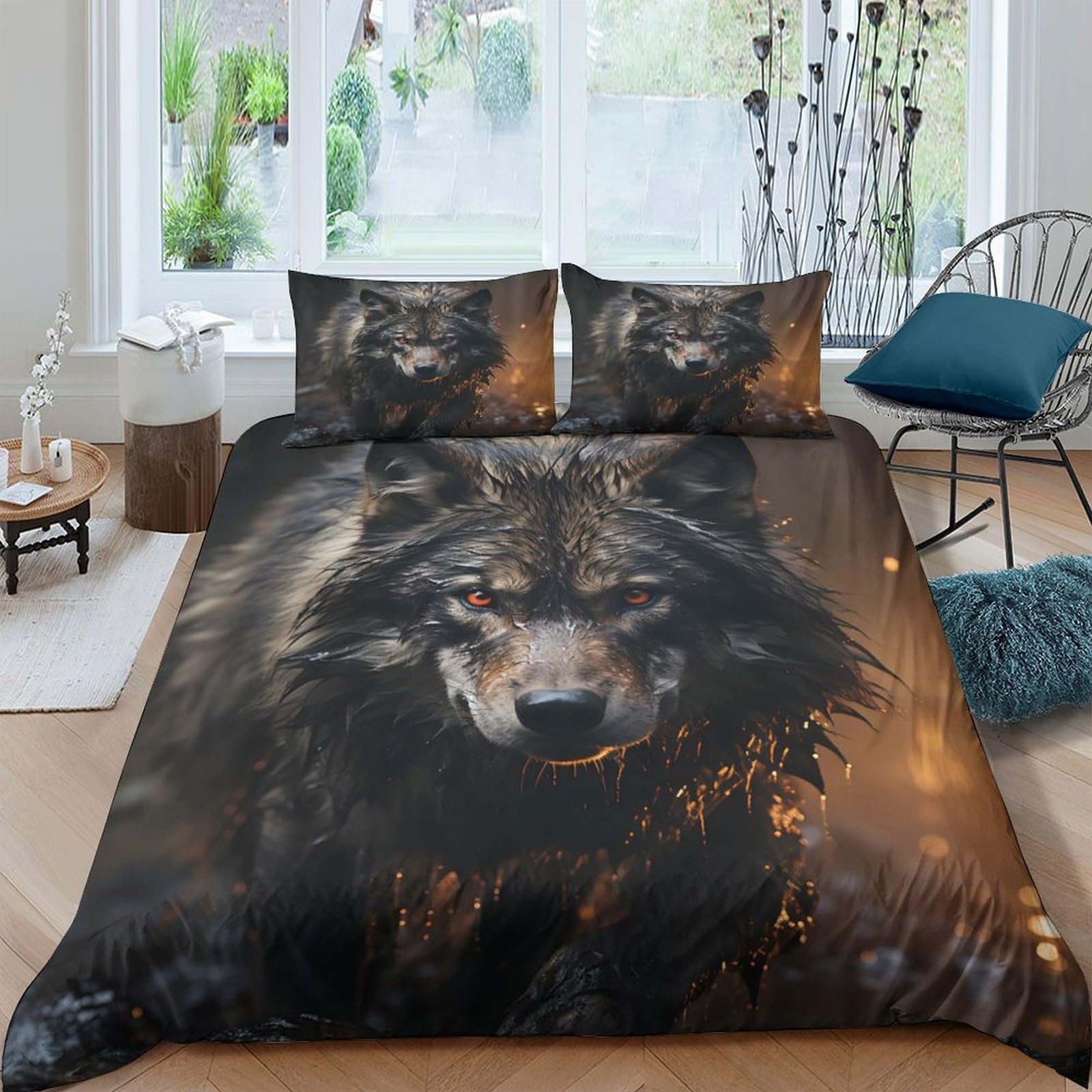 Ctjqhvkz Style-10 3D Printed Wolf Forest Fitted Sheet Microfiber Soft Non-Slip Mattress Cover For Bedroom Guest Room Decor Single（135X200cm）