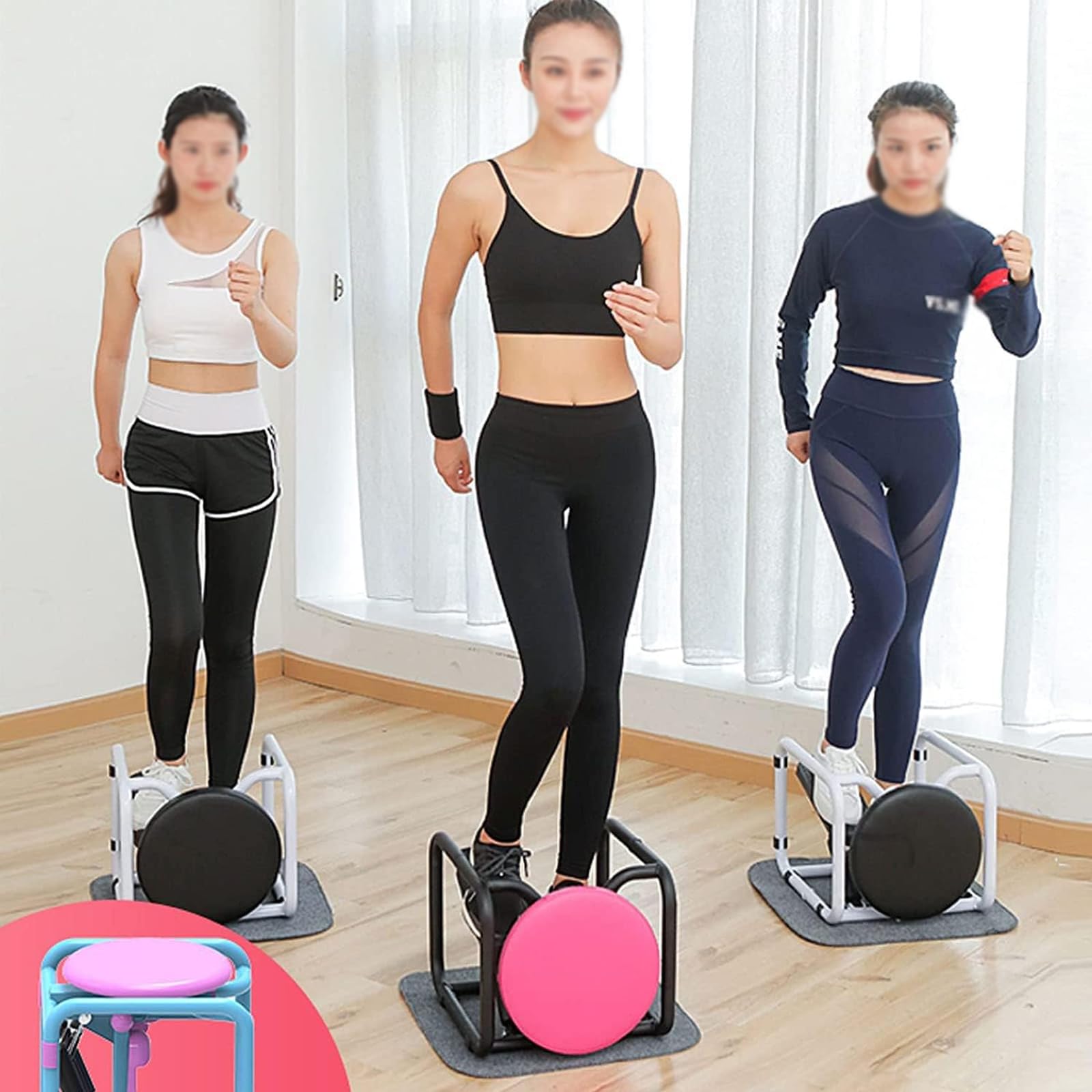 Stepper Fitness Casa Allenamento A Casa Step Fitness con Display A LED E 2 Fasce Elastiche di Resistenza Attrezzo per Glutei Black White