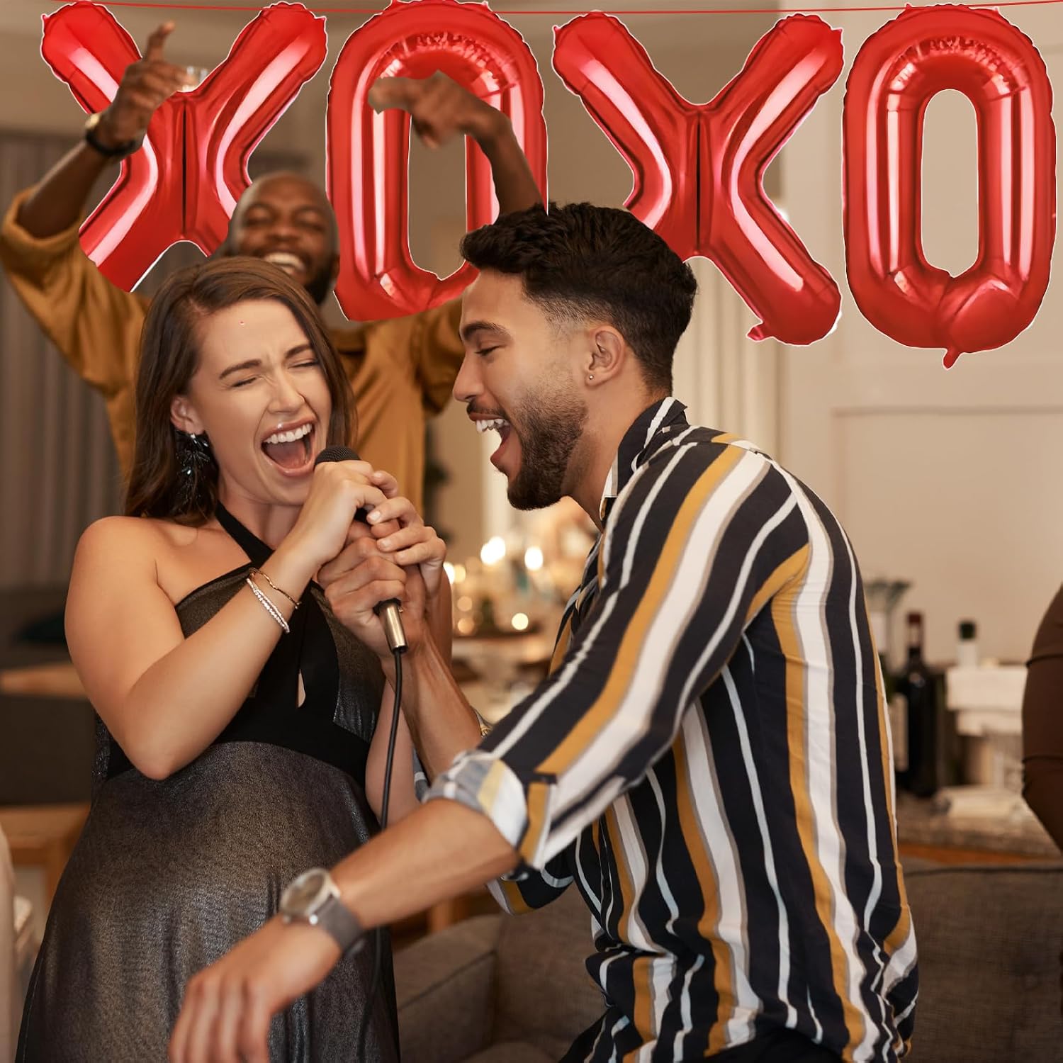 16 Inches XOXO Balloons Hanging Banner Decorations, Red Aluminum Foil Letter Balloons for Valentines Day, Anniversary, Wedding, Engagement, Proposal, Bachelorette Bridal Shower Party Supplies