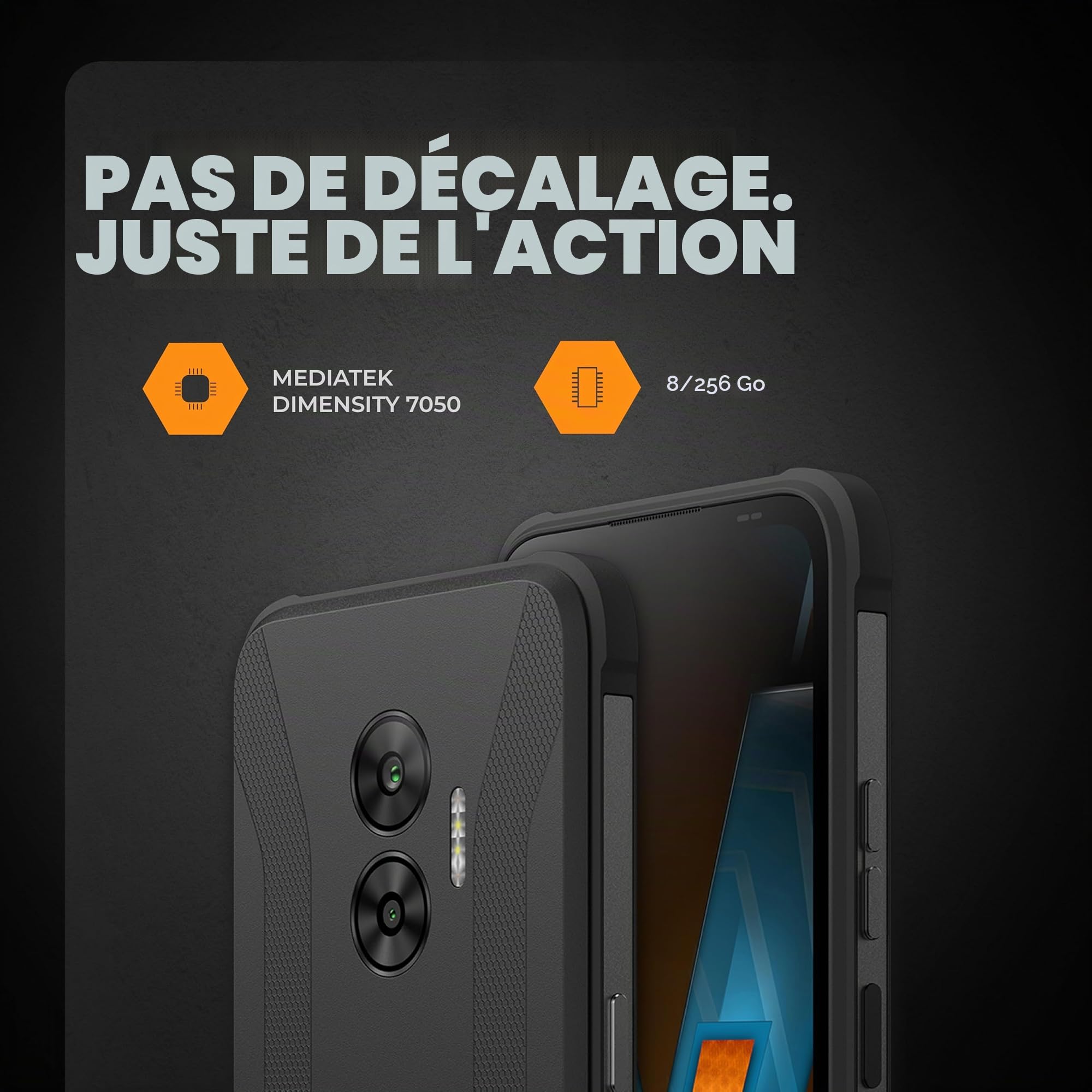 Robuste Smartphone blindé Hammer Blade V 5G étanche Grande Batterie 5000mah eSim caméra IP69 50mpx écran Clair 6.59 HD+ Volte et VoWiFi Lecteur 256GB