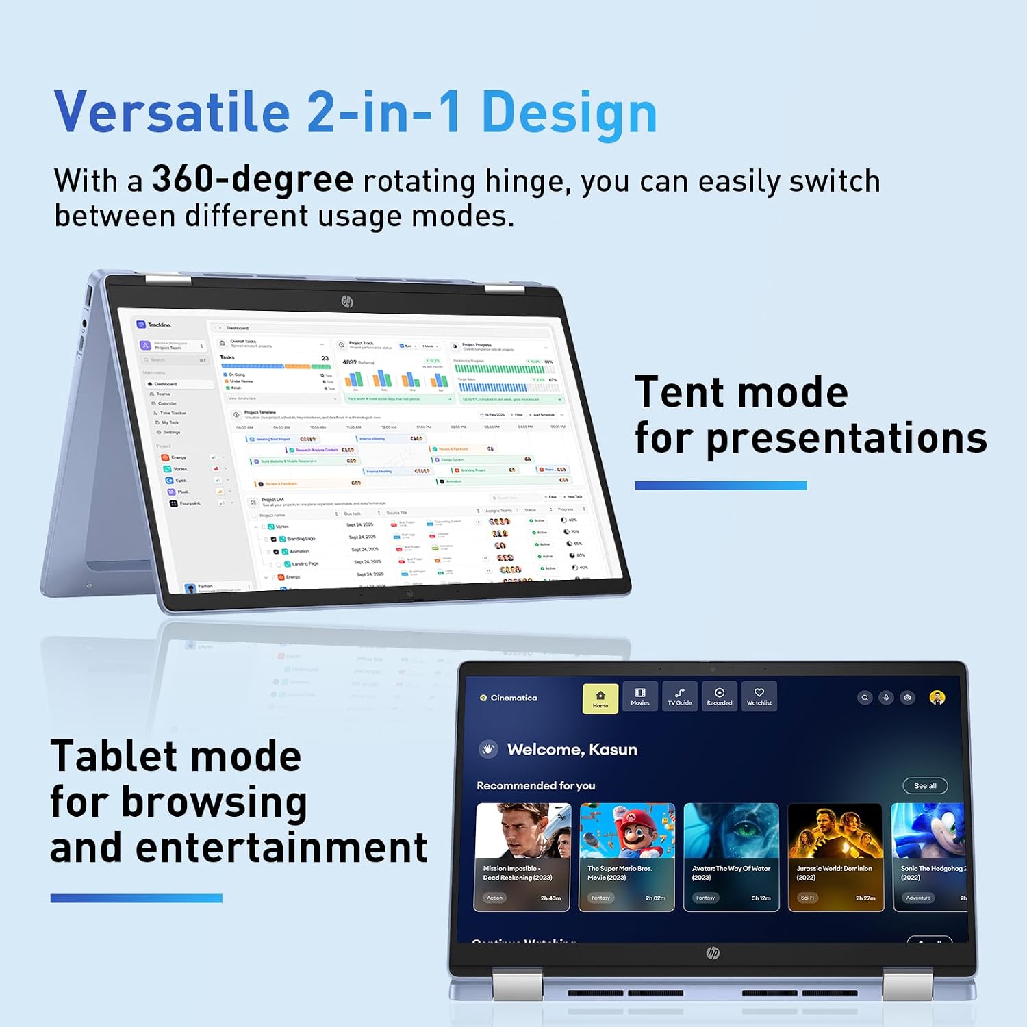 HP 2-in-1 14" Touchscreen Chromebook Laptop, 4GB RAM, 64GB SSD, Sky Blue image 3