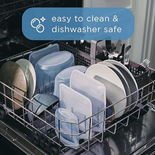 Miniatura 3 de Stasher Bolsa de almacenamiento reutilizable de silicona, paquete de 4 unidades para almuerzo (transparente+aqua) | Contenedor de almacenamiento de