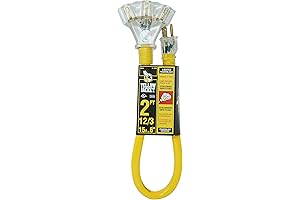 Yellow Jacket Electrical Cords: 2-Foot Premium SJTW Contractor Grade Extension Cord with Lighted End