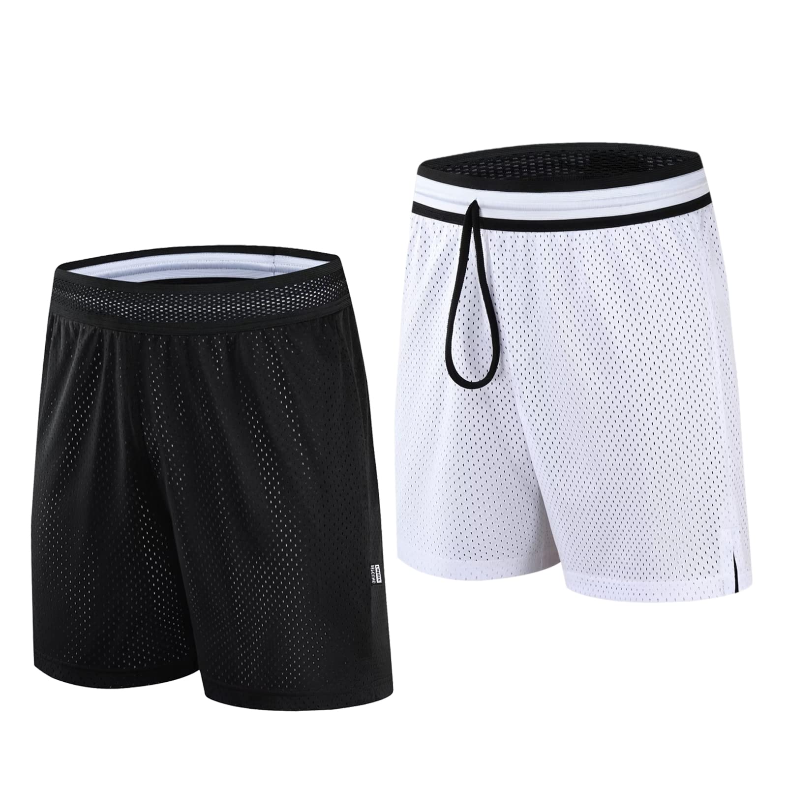 Reversible Basketball Shorts Men Mesh Gym Sports Workout Training Casual Fashion Short with Pockets and Drawstring