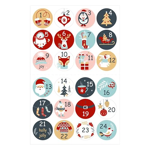 Christmas Decorations Christmas Advent Calendar Numbers Sticker Sheet With 24