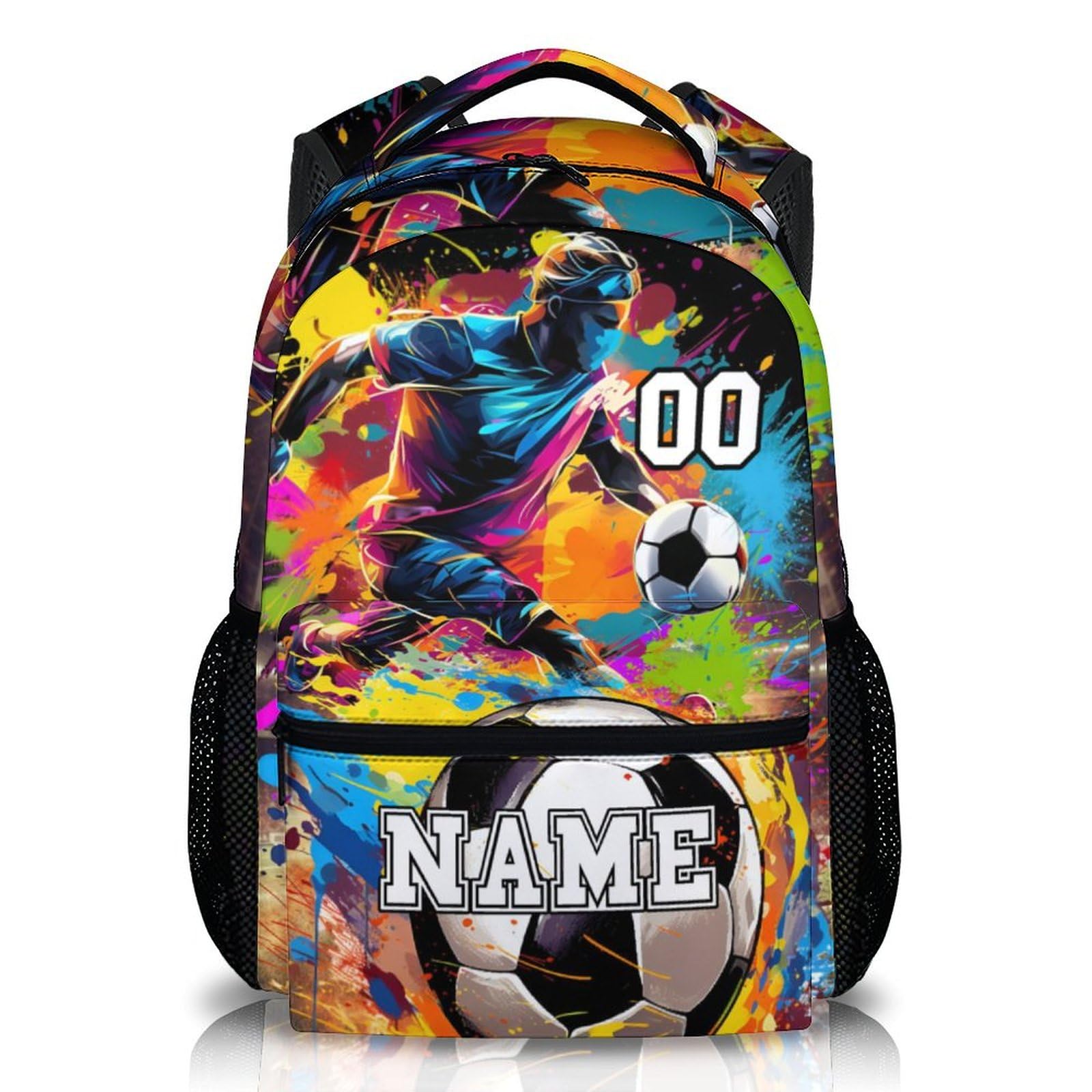 Homexzdiy Schoolbag for Kids Boys, Custom Name Soccer Backpacks Gifts for Soccer Lovers Players, Personalized Cool Bookbag for Preschool Elementary,