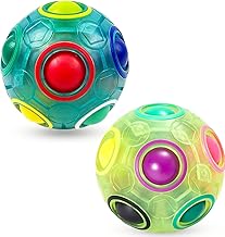 2 Pack Magic Rainbow Ball, Magic Ball 3D Puzzle Ball for Children and Adults (Blue + Green)