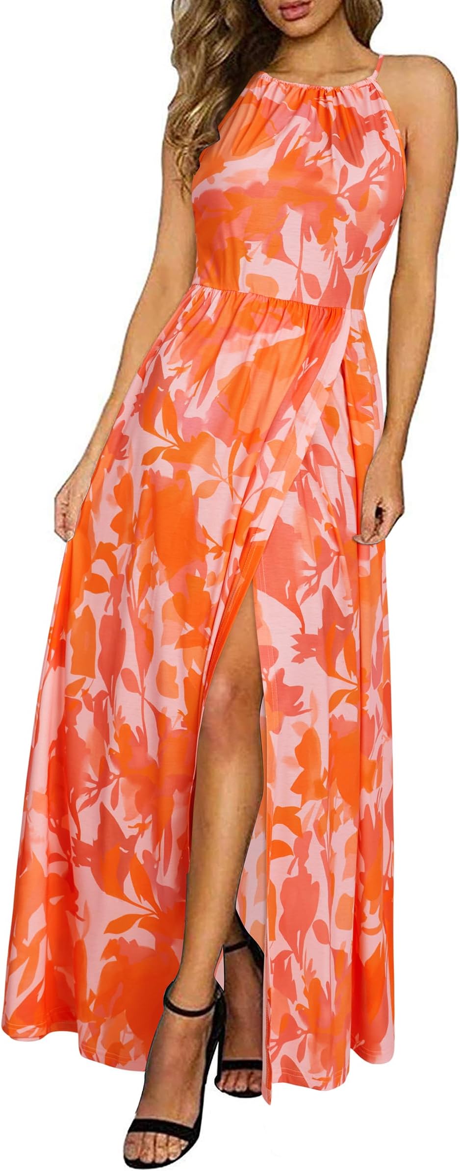 Women's Summer Floral Beach Flowy Split Maxi Long Dresses