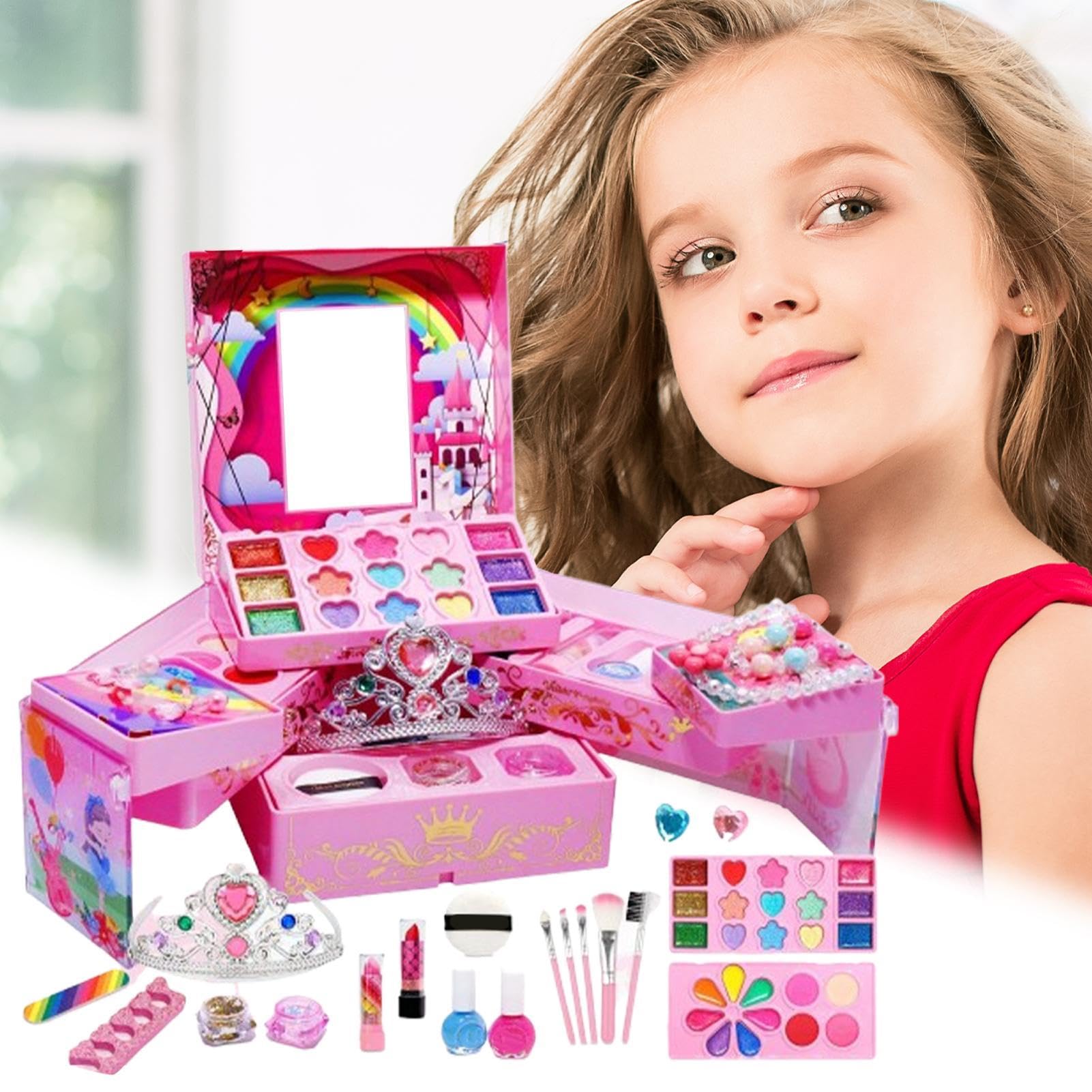 Kit di base per trucco per bambini, di ruolo per bambine | set per principianti, giochi di ruolo per bambine di 3, 4, 5, 6, 7, 8, 9, 10, 11, 12 anni