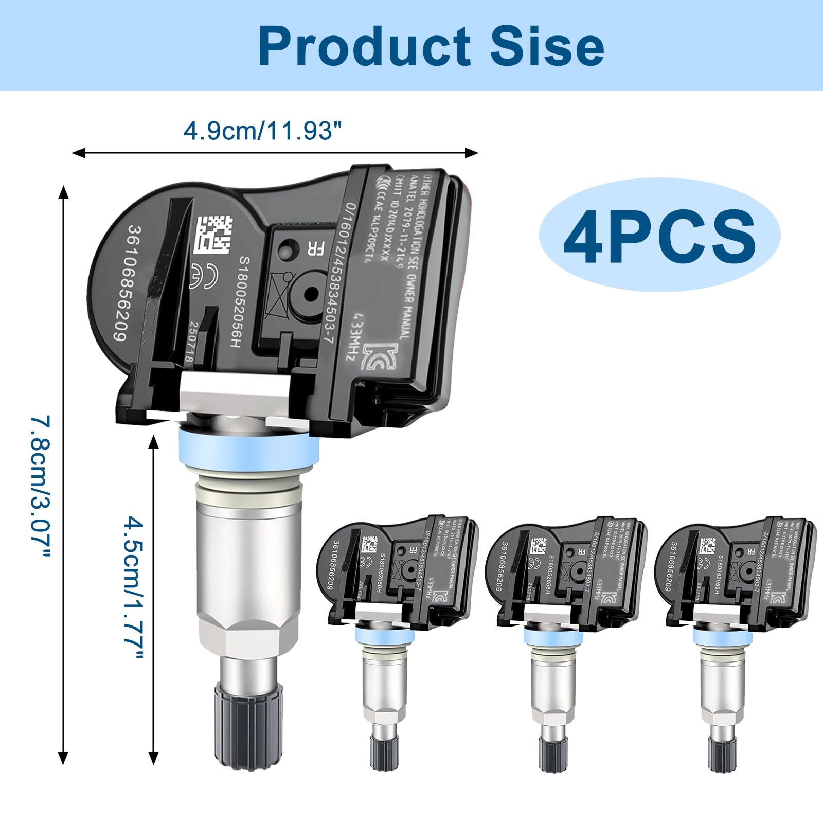 4 Stück Reifendrucksensor Kompatibel mit BMW 1er 3er 4er M3 F20 F21 F22 F23 F87 F45 F30 F32 F33 i3 i8 X1 X2 X5 X6, 36106856209 RDKS Sensoren, TPMS Reifendruckkontrollsystem