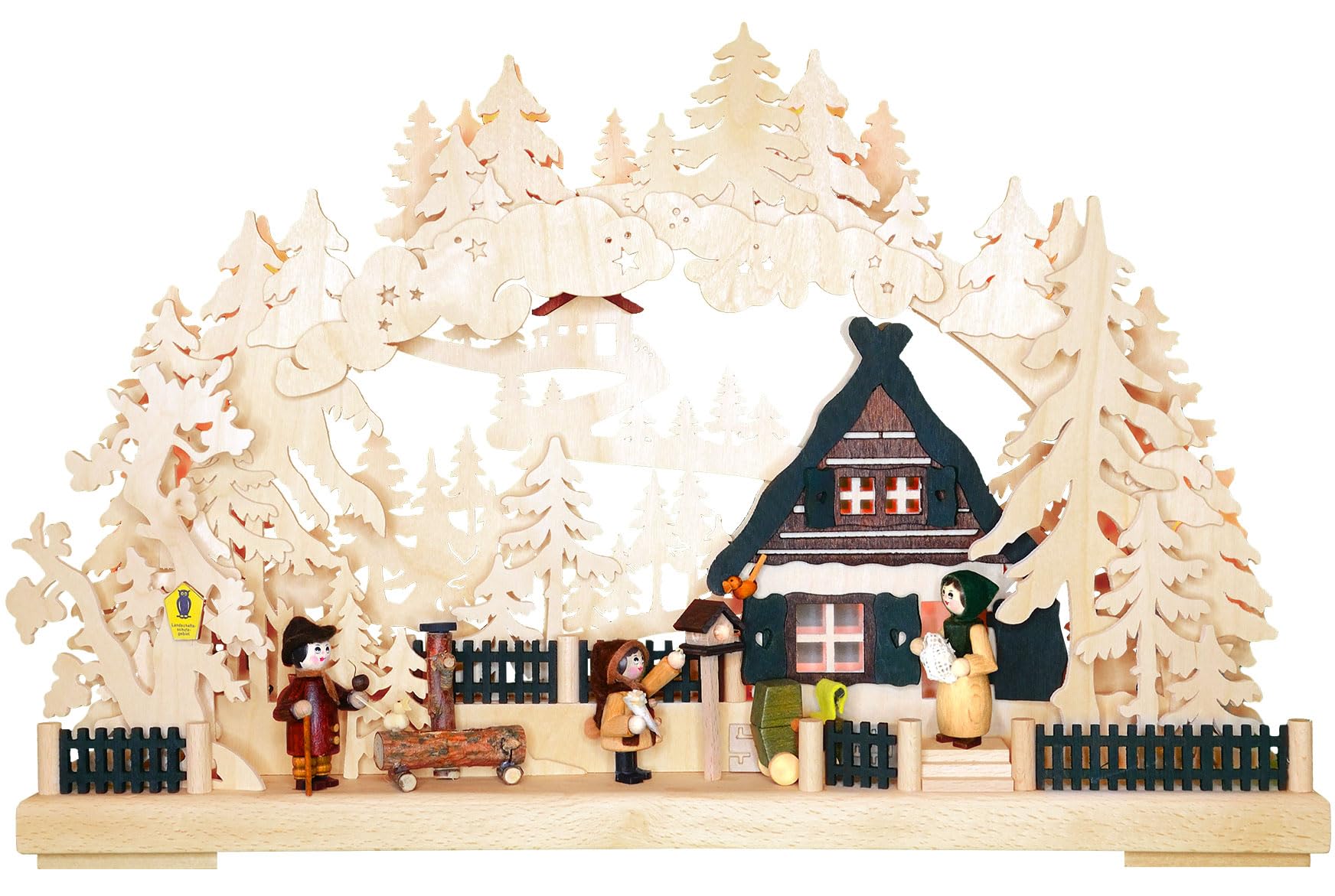 Bougie Arch RATAGS en bois véritable artisanat authentique allemand Erzgebirge 43x30cm