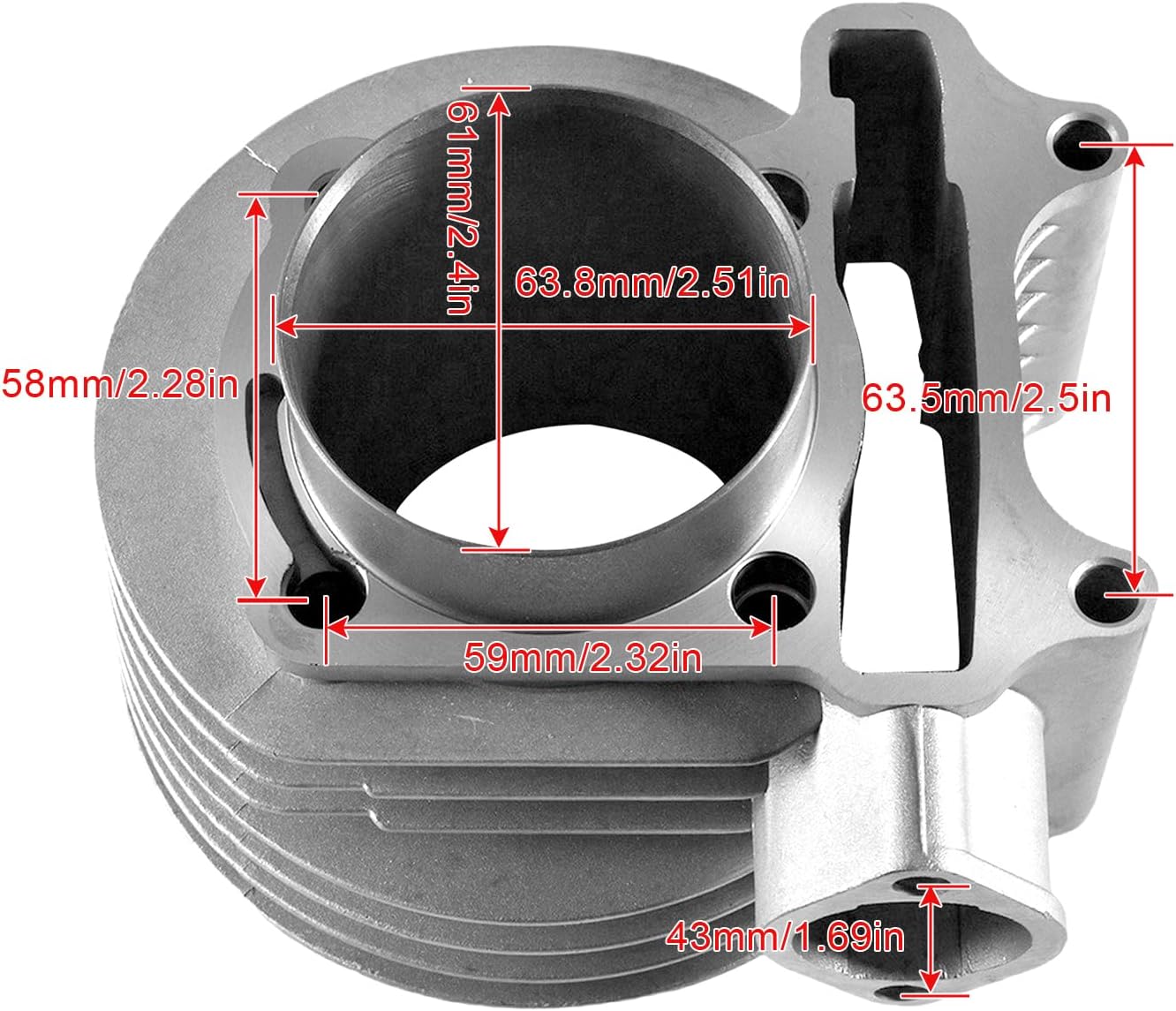 61mm Big Bore Cylinder Kit Upgrade GY6 150cc Engine to 170cc-180cc for 152QMI 157QMJ Engine Jog50-100 CN/CF250 moto other Chinese Scooter Moped ATV Go Kart Quad