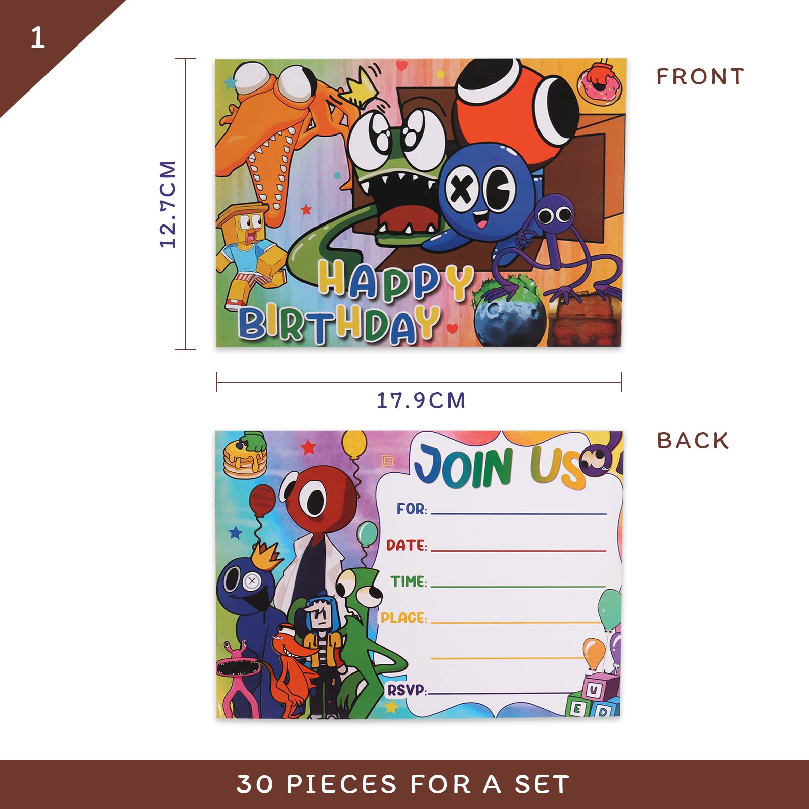 Inviti Compleanno Bambini BETESSIN - 32 Biglietti Arcobaleno Con Stelle E Cuori | Italiano - Foto 12