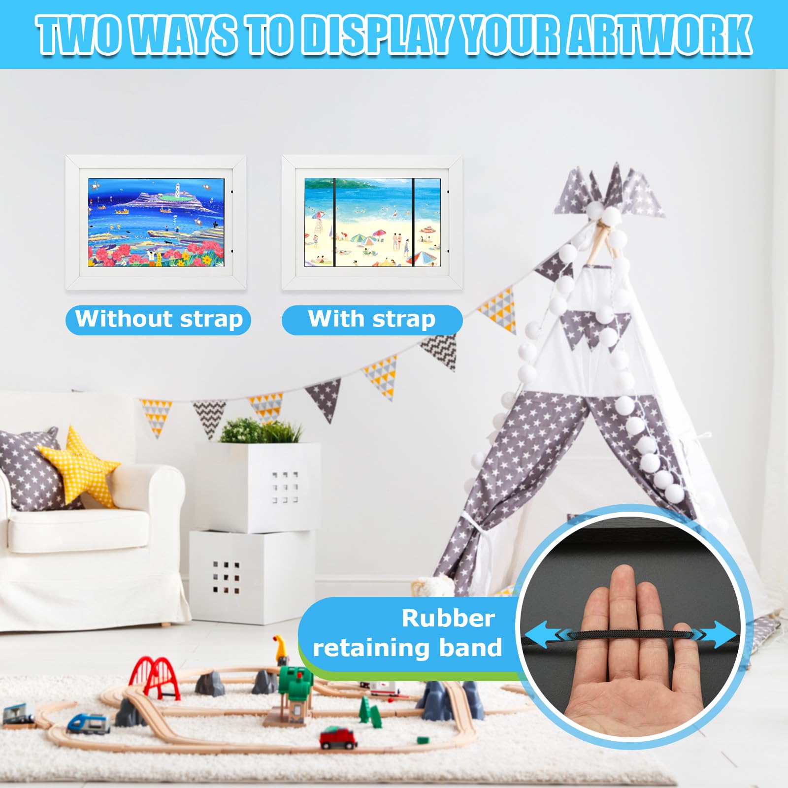 2 Cornici A4 Per Disegni Bambini - Cornice Apribile Con Capacità 150 Fogli - Foto 7