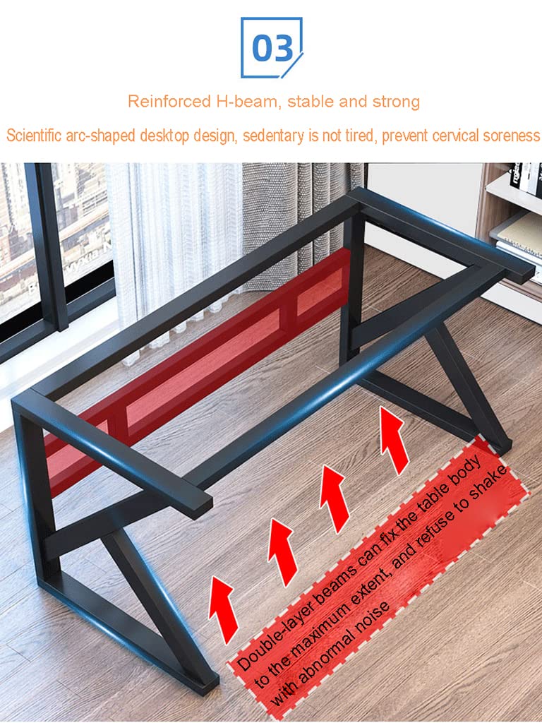 Biurko gamingowe, PC SXZenSpace, biurko dla graczy w kształcie litery K z powierzchnią z włókna węglowego, hak na słuchawki stabilne metal i drewno do biura, białe - L 80 cm