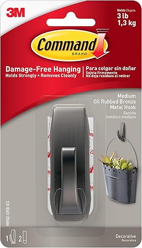 Vista 11 de Gancho de metal para baño Command Modern Reflections, pequeño, níquel satinado, 1 gancho con cinta resistente al agua (MR01-SN-BES)., MR02-SN-B