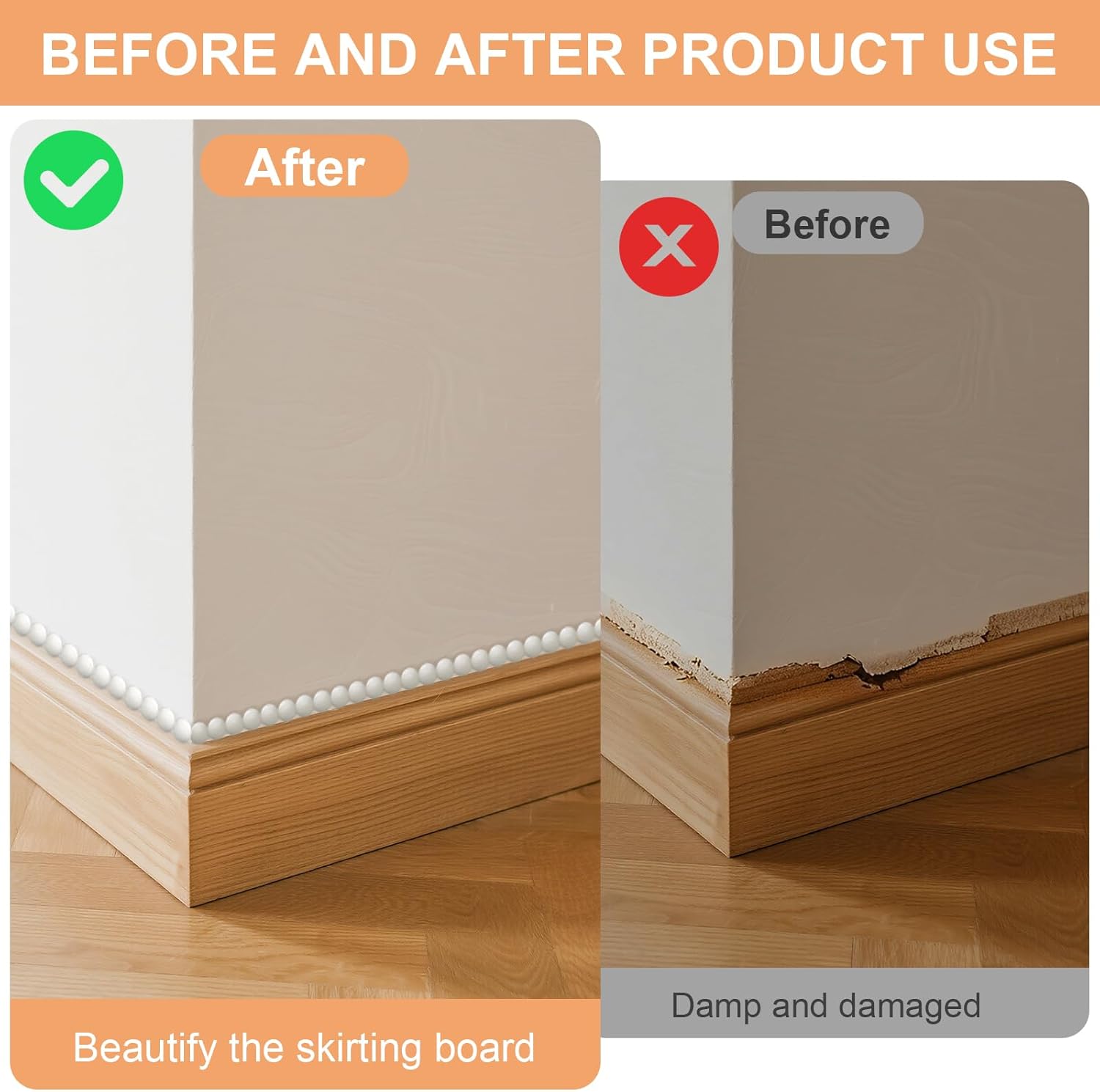 16.4ft Flexible Molding Trim Peel and Stick for Walls Decorative Bead DIY Wall Trim with Metal Scissors for Bathroom Mirror, Backsplash, Tile, Ceiling, Cabinet & TV Edge (White, 16.4ft /15 mm) - Image 4