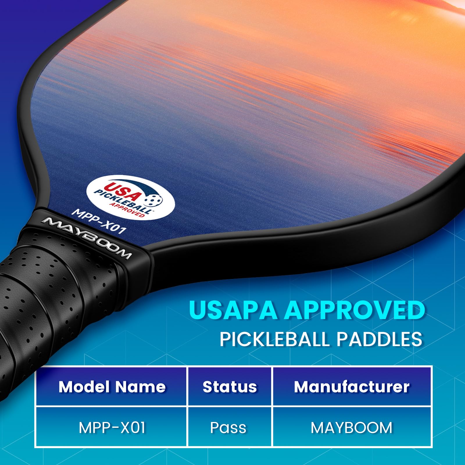 Mayboom Pickleball Paddles Set of 2 or 4, USAPA Approved Pickleball Set with 4 Pickleball Balls and Pickleball Bag, Fiberglass Pickle Ball Rackets 2 Pack for Beginner