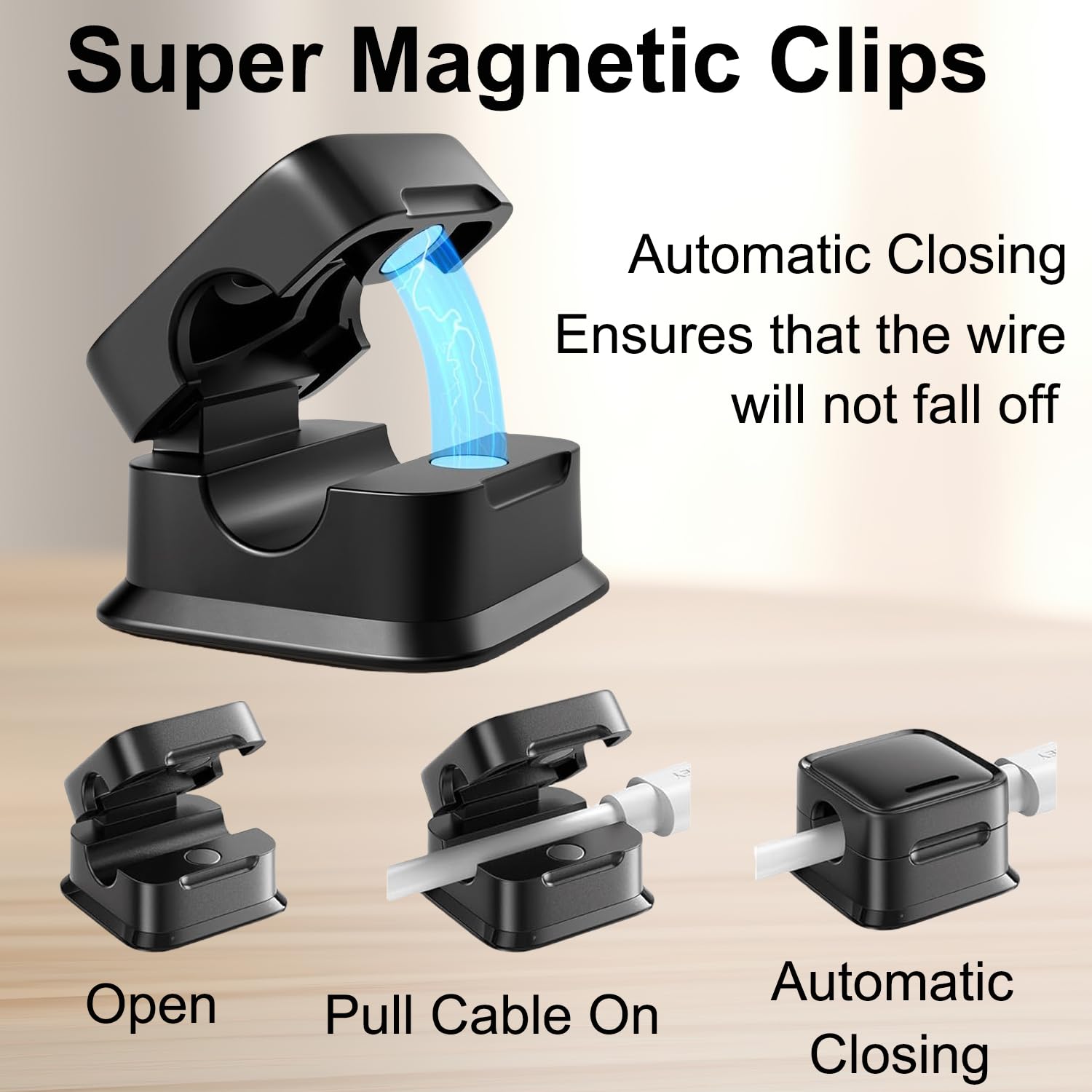 12 Pack Cord Organizer Holder, Magnetic Desk Cable Clips Management, Hide Phone Charging Cable Keeper, Strong Adhesive Wire Charger Holder for Nightstand, Kitchen Appliances, Office Supplies